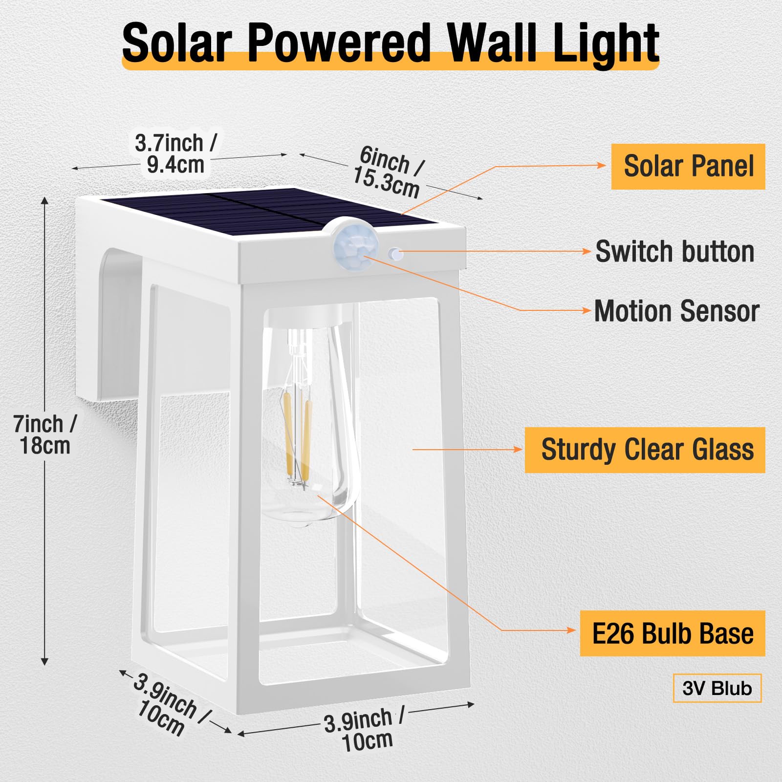 [2 Pack] Solar Porch Lights Outdoor Motion Sensor, Solar Wall Lights with 2 Modes & Waterproof, Dusk to Dawn LED Outdoor Solar Lights for House, Exterior Front Porch Patio Fence Security Lamp