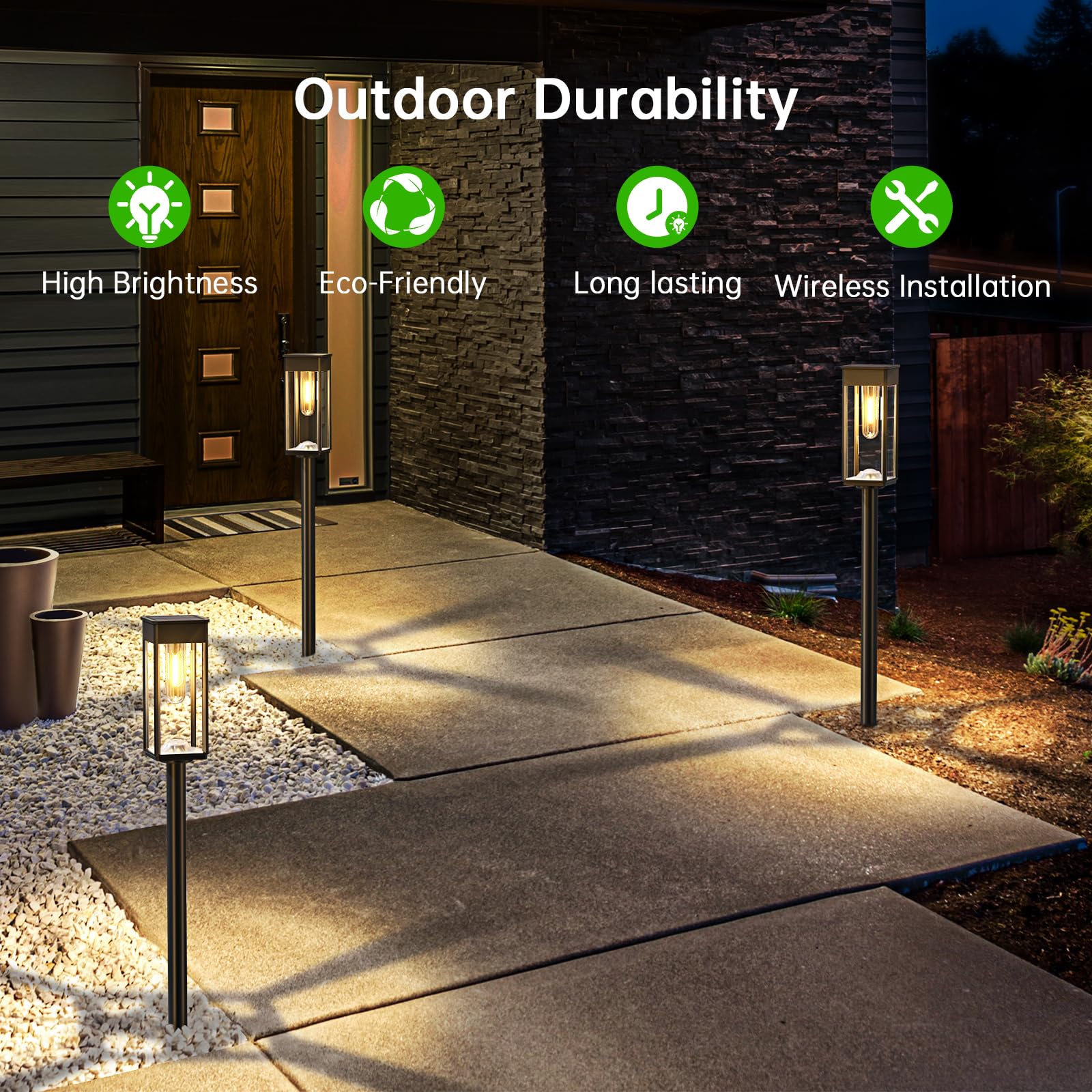 Solar Pathway Lights Outdoor,8 Pack Bright Solar Lights Outdoor,IP65 Waterproof Solar Garden Lights Solar Powered Landscape Lighting for Yard Patio Walkway Driveway Pathway (Cool White)