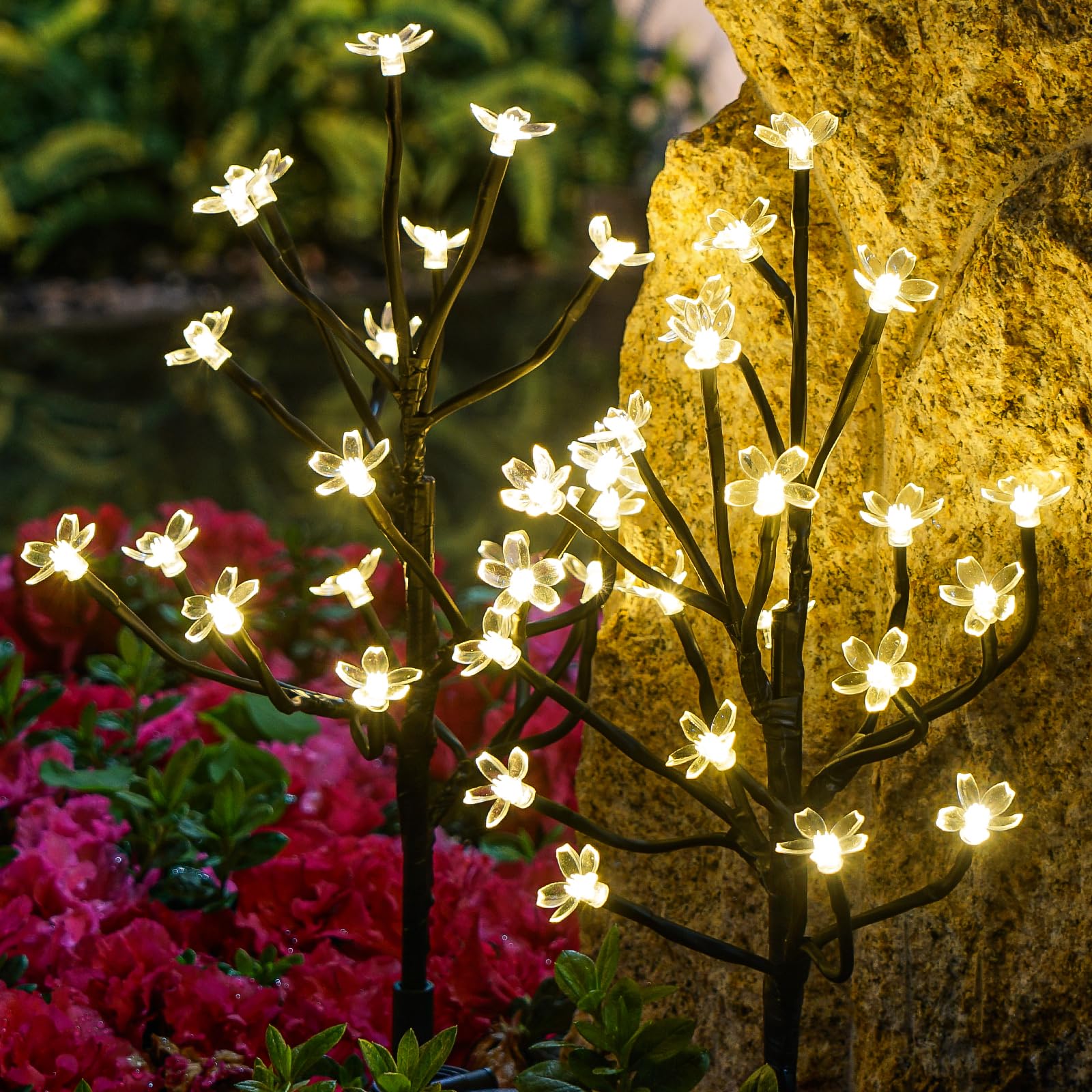 Solar Flowers Lights Garden Decor, Solar Garden Lights Outdoor Decorative,2Pack 40LED Solar Lights Outdoor Garden Waterproof Fairy Lights for Outside Yard,Lawn Decorations Gardening Gifts