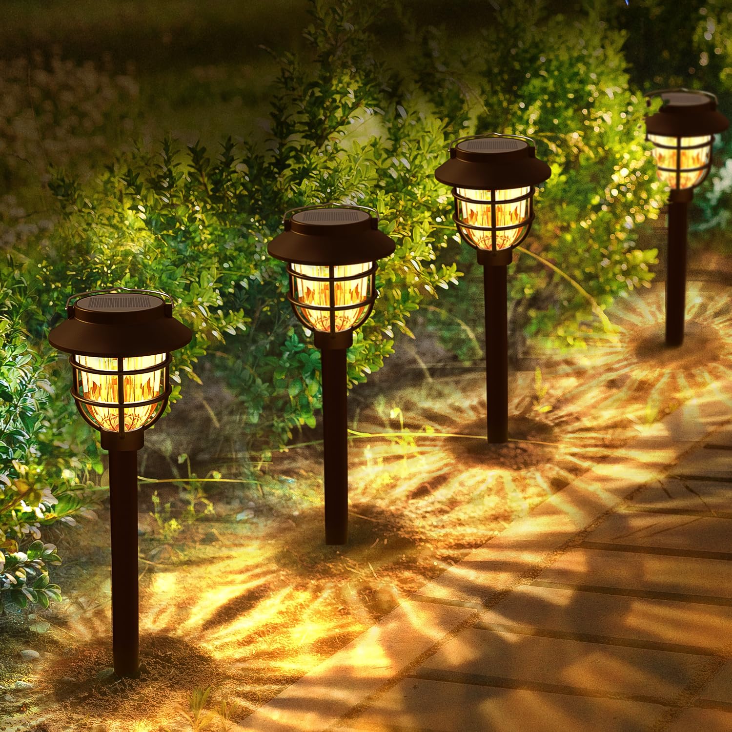 10 Pack Solar Pathway Lights Outdoor - Bright Solar Powered Garden Lights with Warm White LED, Auto On/Off Waterproof Path Lights Decorative, Landscape Lighting for Yard Patio Walkway Driveway