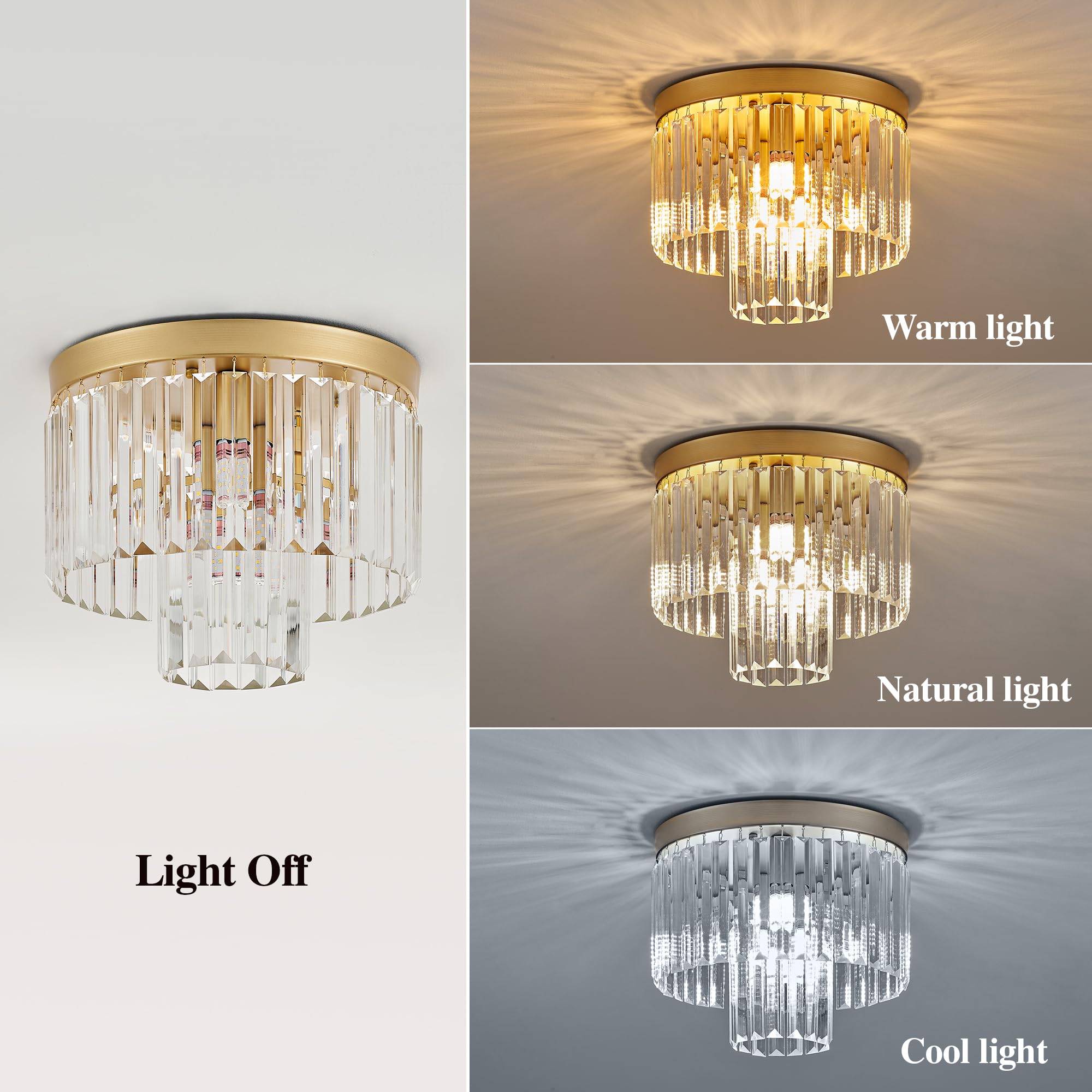 Gold Crystal Pendant Light Mini Modern Luxury Crystal Pendant Light Perfect for Dining Room, Bedroom, Kitchen, Living Room 3-Pack