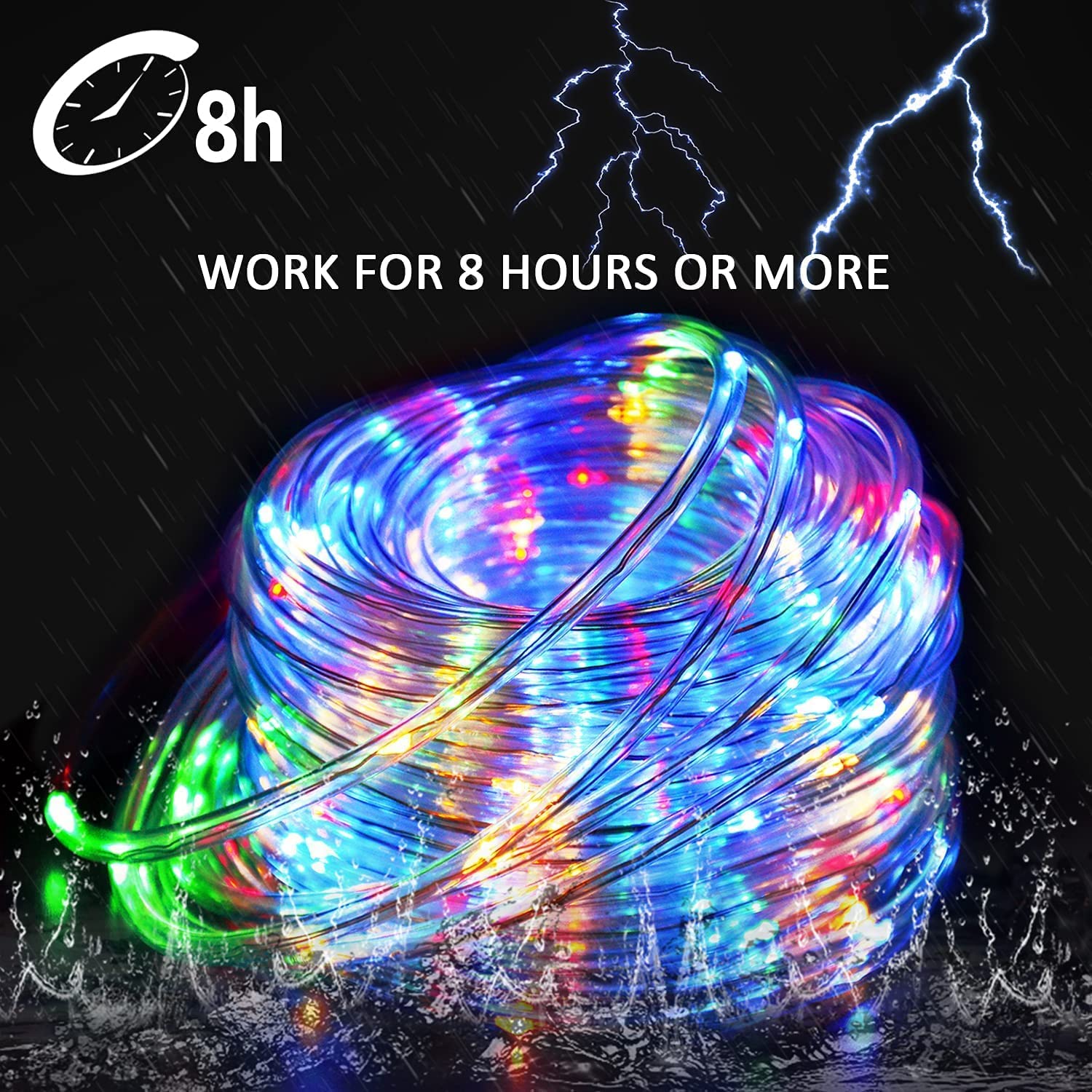 Solar Rope Lights Waterproof IP65 39FT 100LEDs Outdoor LED ‎Solar Outdoor Lights for Party Garden Yard Home Wedding Christmas Halloween Holiday Tree Decoration Lighting