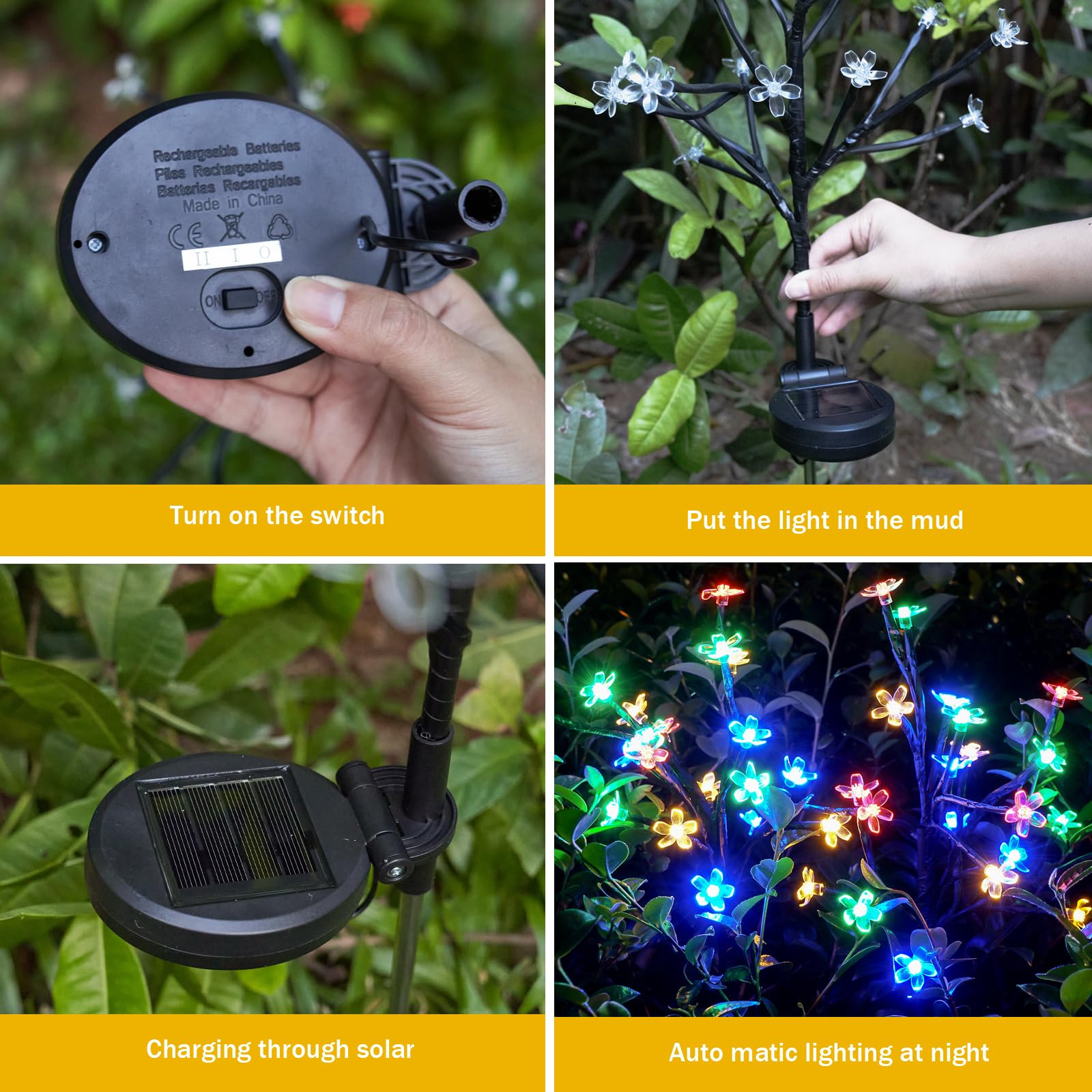 Solar Flowers Lights Garden Decor, Solar Garden Lights Outdoor Decorative,2Pack 40LED Solar Lights Outdoor Garden Waterproof Fairy Lights for Outside Yard,Lawn Decorations Gardening Gifts