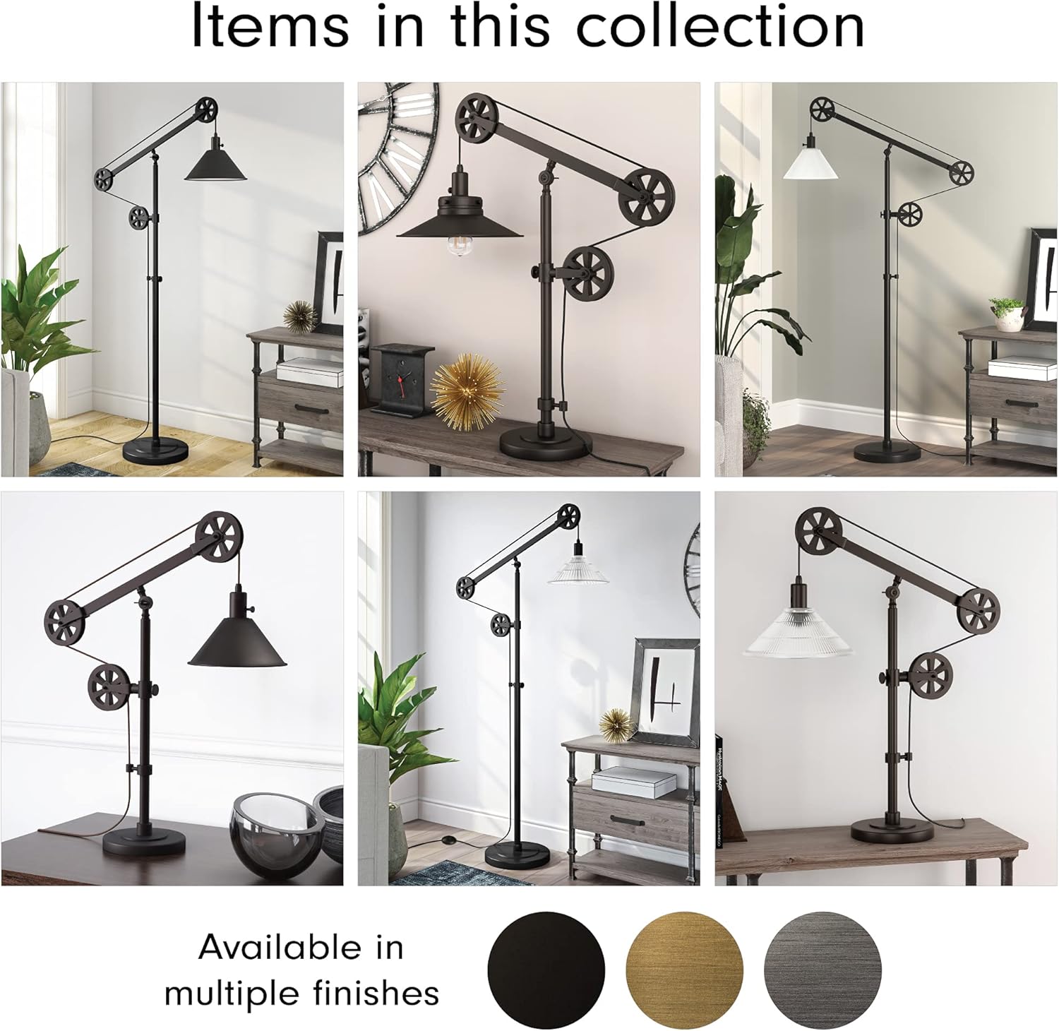 Floor Lamp with Metal Shade in Blackened Bronze/Blackened Bronze, Floor Lamp for Home Office, Bedroom, Living Room