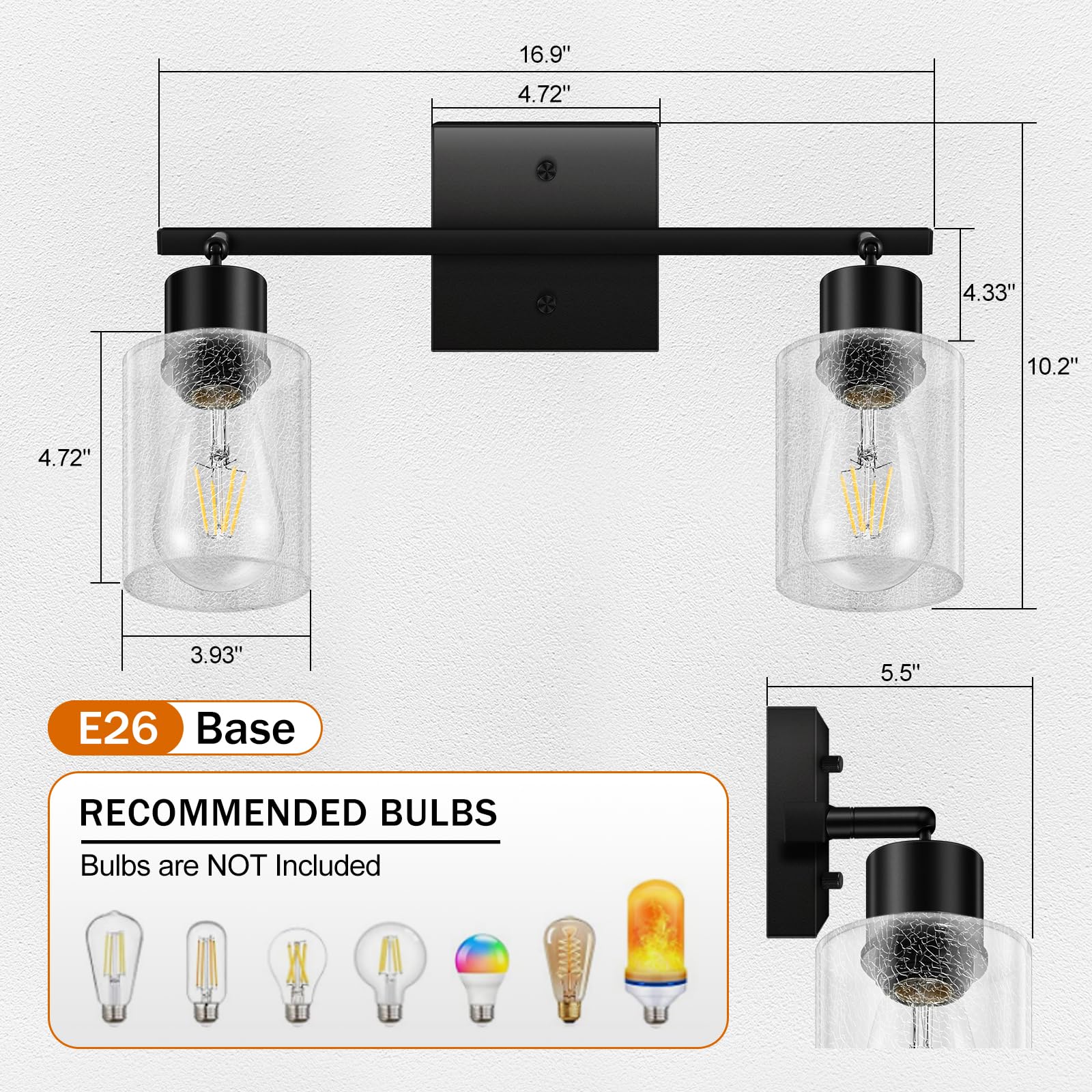 LED 4 Light Track Lighting Kit, 4 Way Ceiling Spot Lighting with Glass Lampshade, Flexibly Rotatable Light Head for Kitchen, Living Room, Bedroom, Bulb Not Included