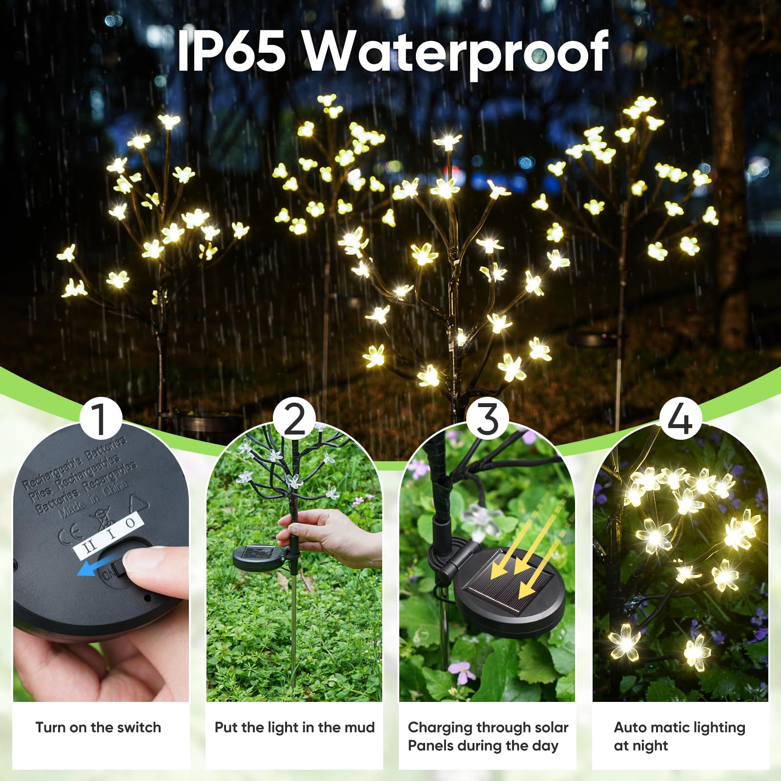 Solar Flowers Lights Garden Decor, Solar Garden Lights Outdoor Decorative,2Pack 40LED Solar Lights Outdoor Garden Waterproof Fairy Lights for Outside Yard,Lawn Decorations Gardening Gifts