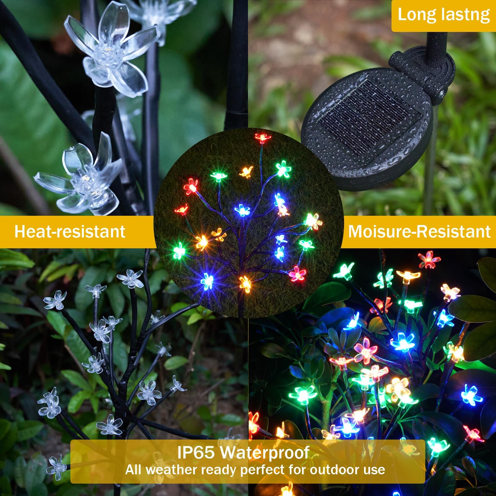 Solar Flowers Lights Garden Decor, Solar Garden Lights Outdoor Decorative,2Pack 40LED Solar Lights Outdoor Garden Waterproof Fairy Lights for Outside Yard,Lawn Decorations Gardening Gifts