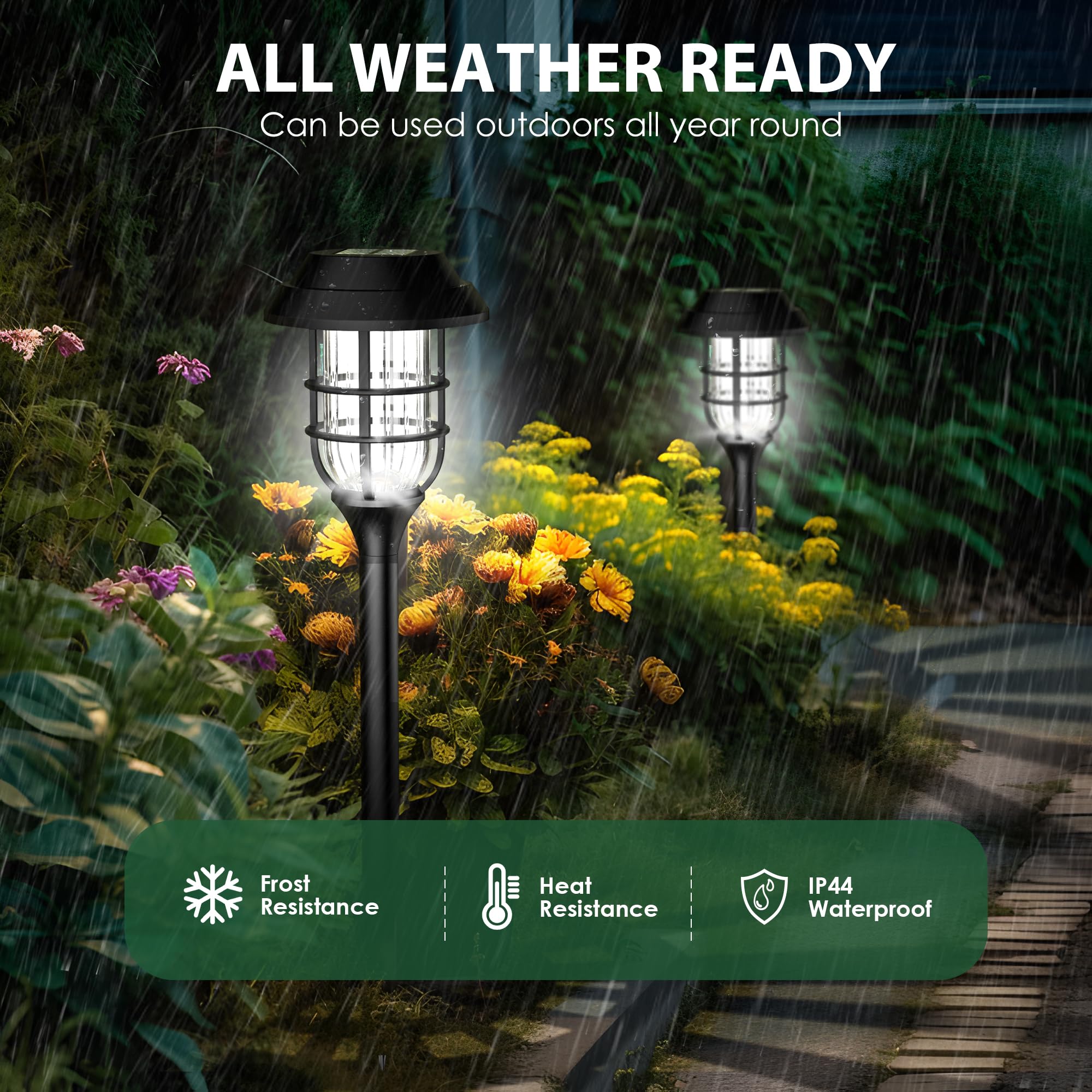 Solar Lights for Outside, Solar Outdoor Path Lights, Garden Lights Waterproof, Solar Powered Landscape Lighting for Yard, Garden, Pathway, Patio, Porch, Walkway, Driveway, 8 Pack(Cold White)