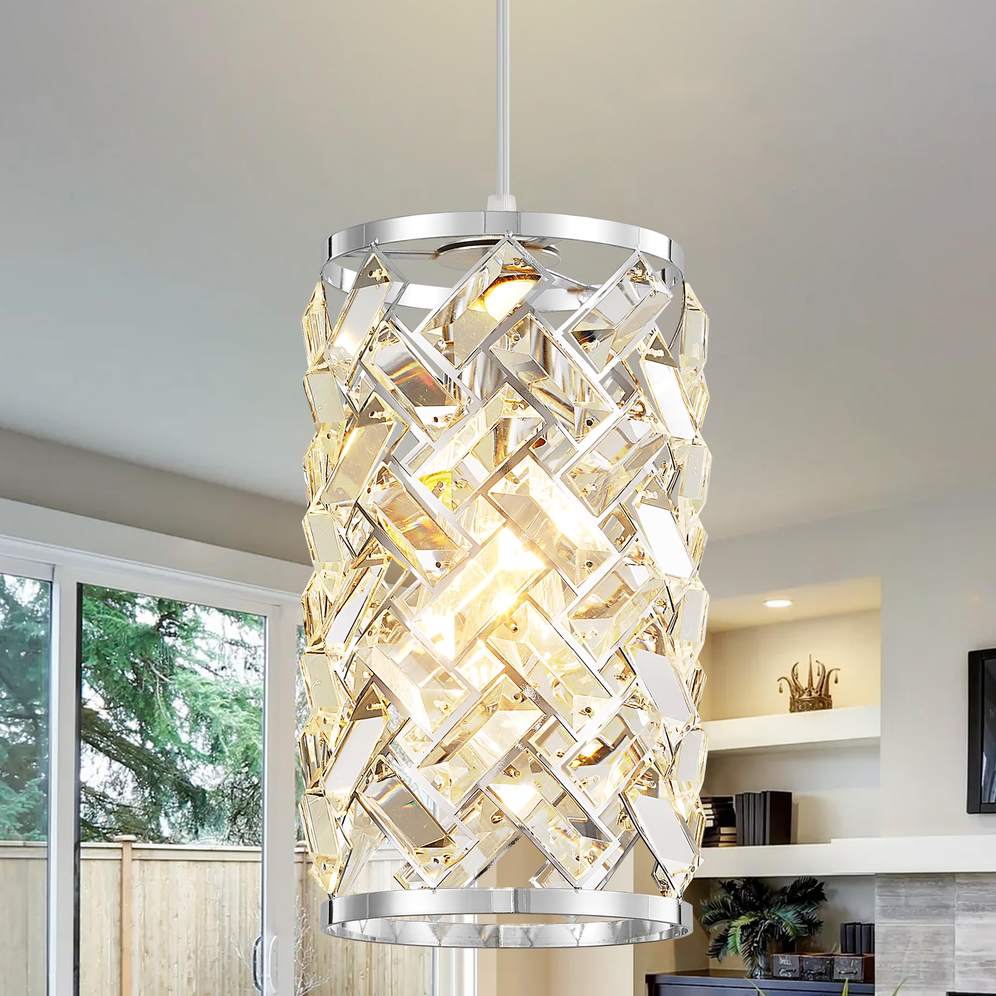 Modern Crystal Gold Pendant Light Fixtures for Kitchen Island Luxury Gold Chandelier Perfect for Dining Room, Bedroom, Kitchen, Living Room