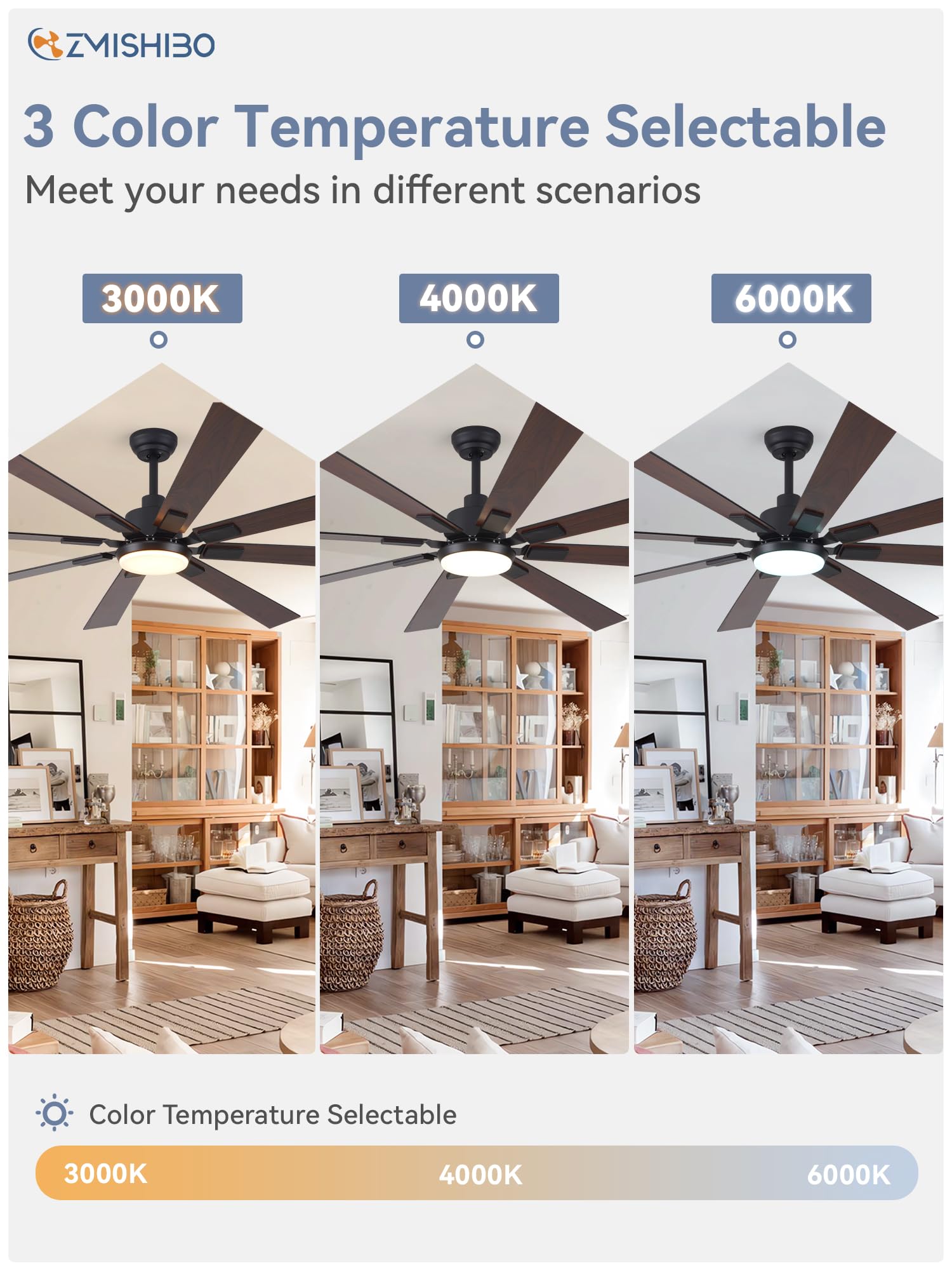 72 inch Oil Rubbed Bronze Ceiling Fans with Lights and Remote, Indoor/Outdoor Farmhouse Ceiling Fan for Living Room Patio, 6 Speed Reversible Quiet DC Motor, 3CCT, Dual Finish Blades