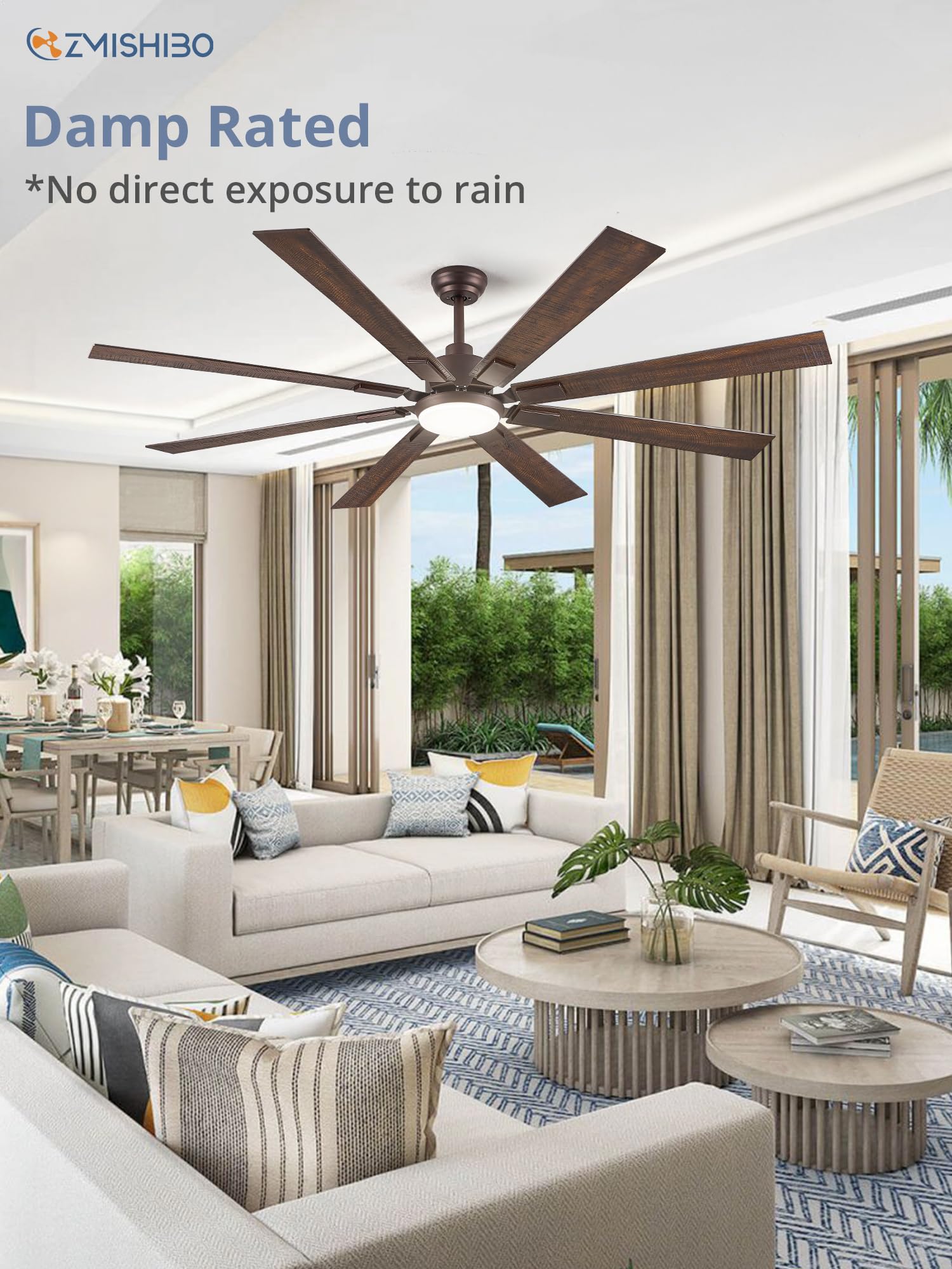 72 inch Oil Rubbed Bronze Ceiling Fans with Lights and Remote, Indoor/Outdoor Farmhouse Ceiling Fan for Living Room Patio, 6 Speed Reversible Quiet DC Motor, 3CCT, Dual Finish Blades