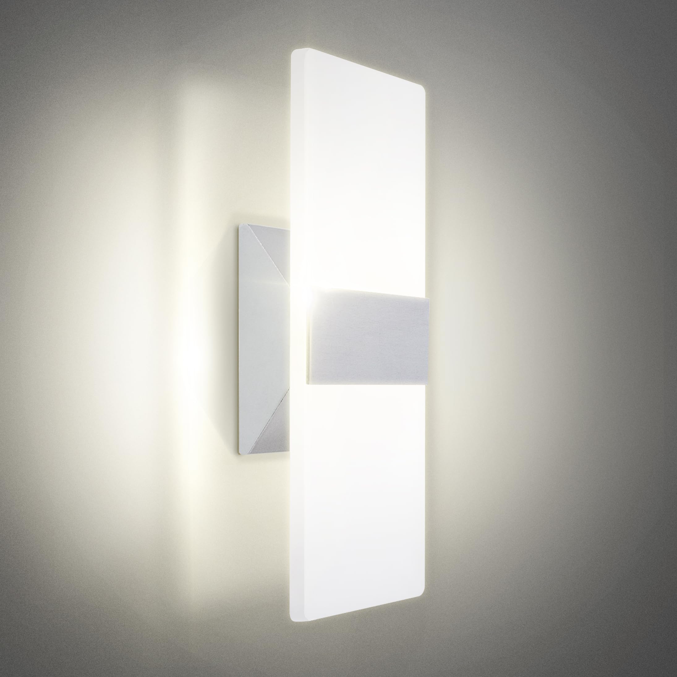 12 Inch LED Indoor Wall Sconce - Modern Interior 12W 2700K-5000K Adjustable Dimmable Wall Mounted Light Fixtures, Acrylic Glass Wall Lights for Stairway, Hallway - UL, Brushed Nickel