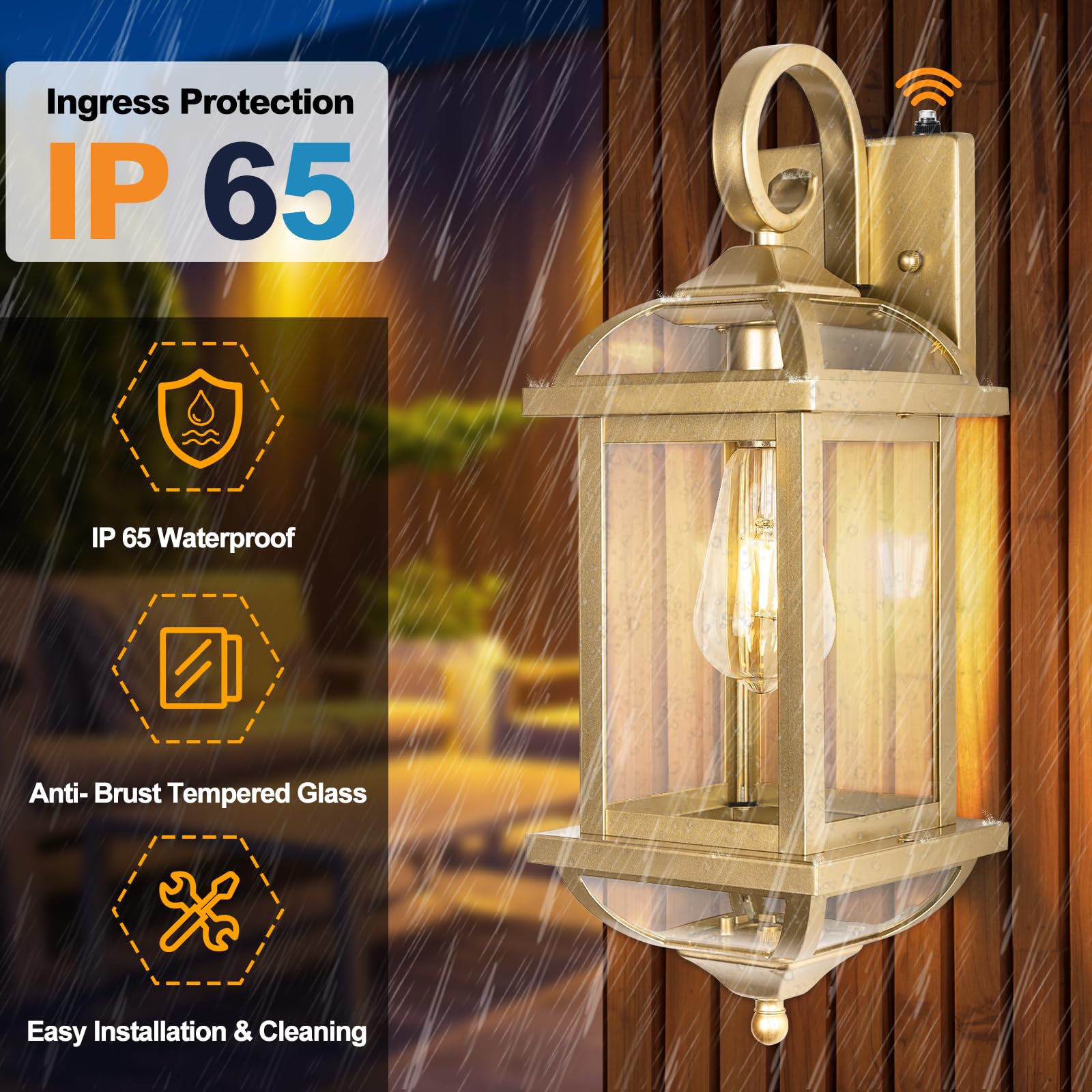 18” Bronze Outdoor Wall Lights Exterior Light Fixtures 2-Pack, Porch Lights Outside Sconces Anti-Rust Aluminum Patio Lights for House Clear Glass Wall Mount Lanterns, IP65 Waterproof