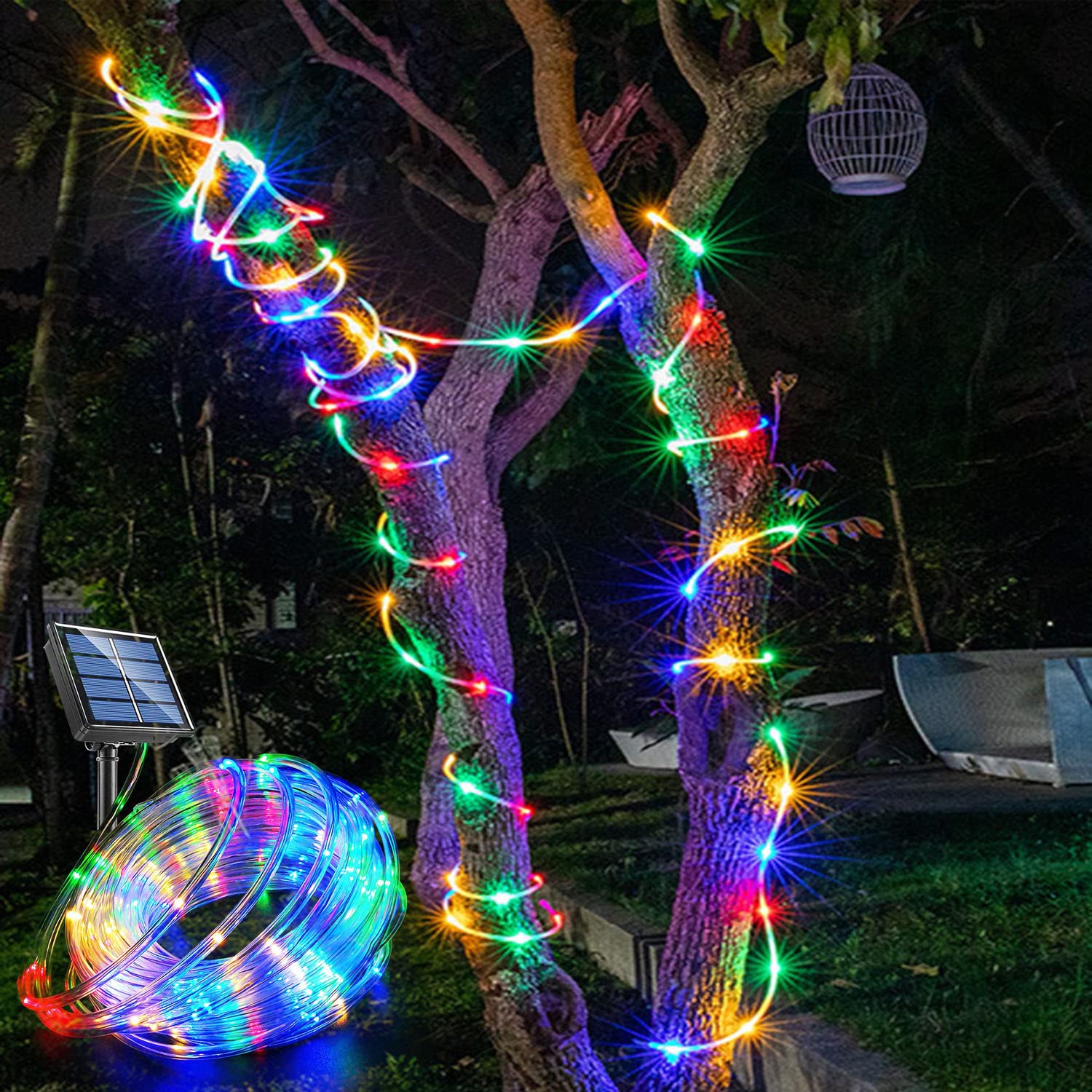 Solar Rope Lights Waterproof IP65 39FT 100LEDs Outdoor LED ‎Solar Outdoor Lights for Party Garden Yard Home Wedding Christmas Halloween Holiday Tree Decoration Lighting