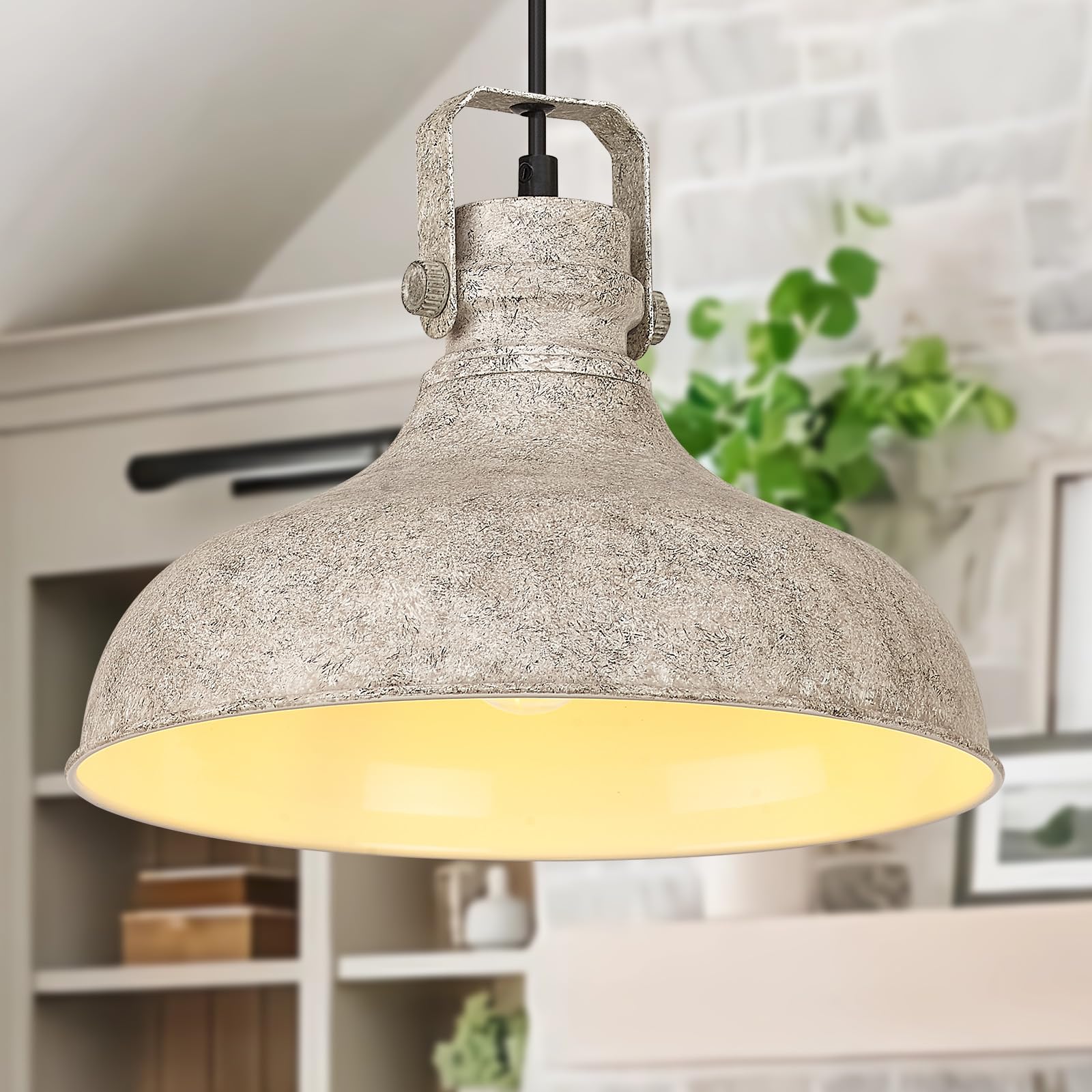 Black Farmhouse Pendant Lights Matte Pendant Lighting for Kitchen Island Industrial Adjustable Height Vintage Dome Hanging Light Fixtures for Barn, Dining Room 3 Packs