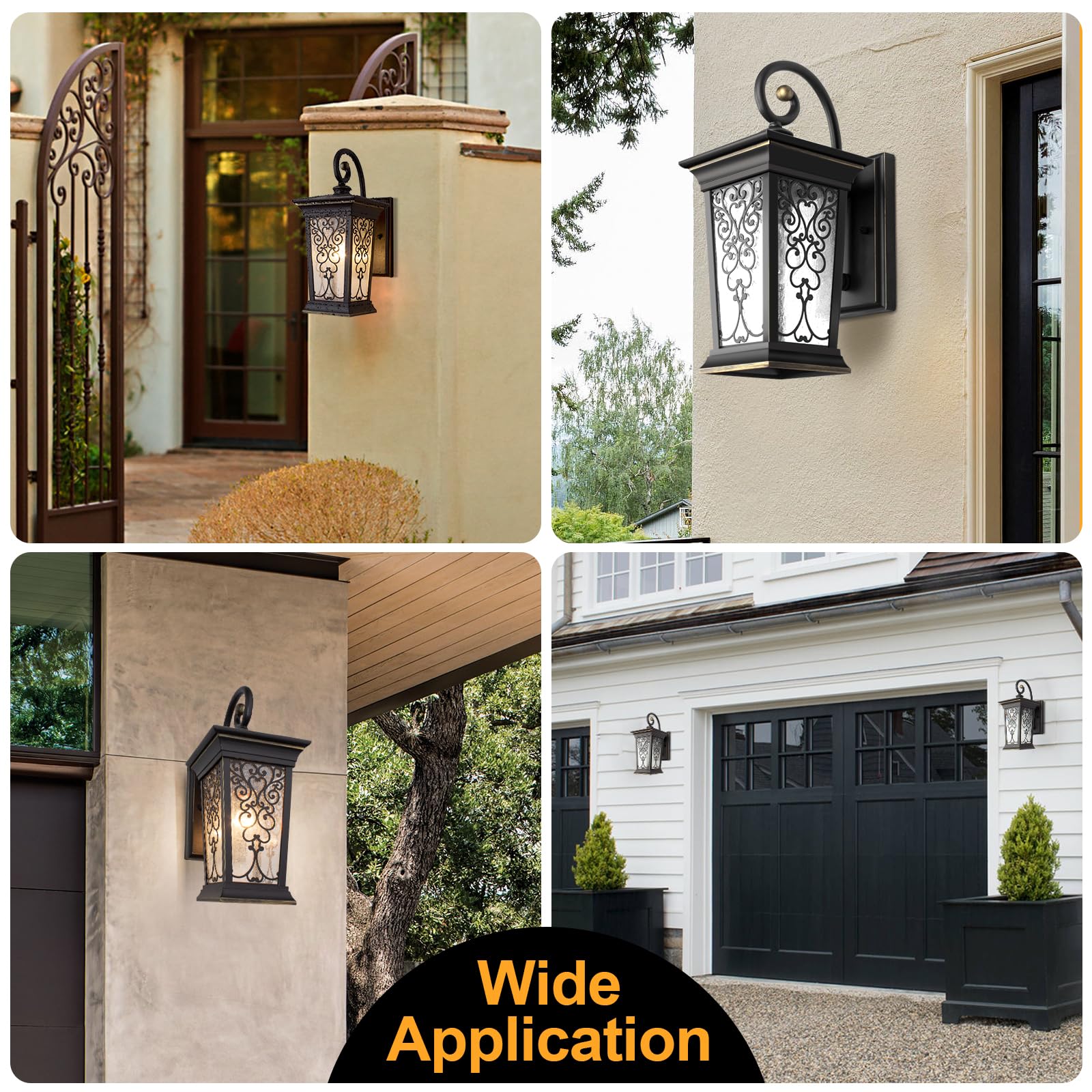 Outdoor Wall Lights Fixture, Exterior Wall Lanterns, Waterproof&All-Weather Wall Sconce, Porch Outside Lights for Entryway, House Front Door Patio Garage, E26 Base&Clear Seeded Glass.