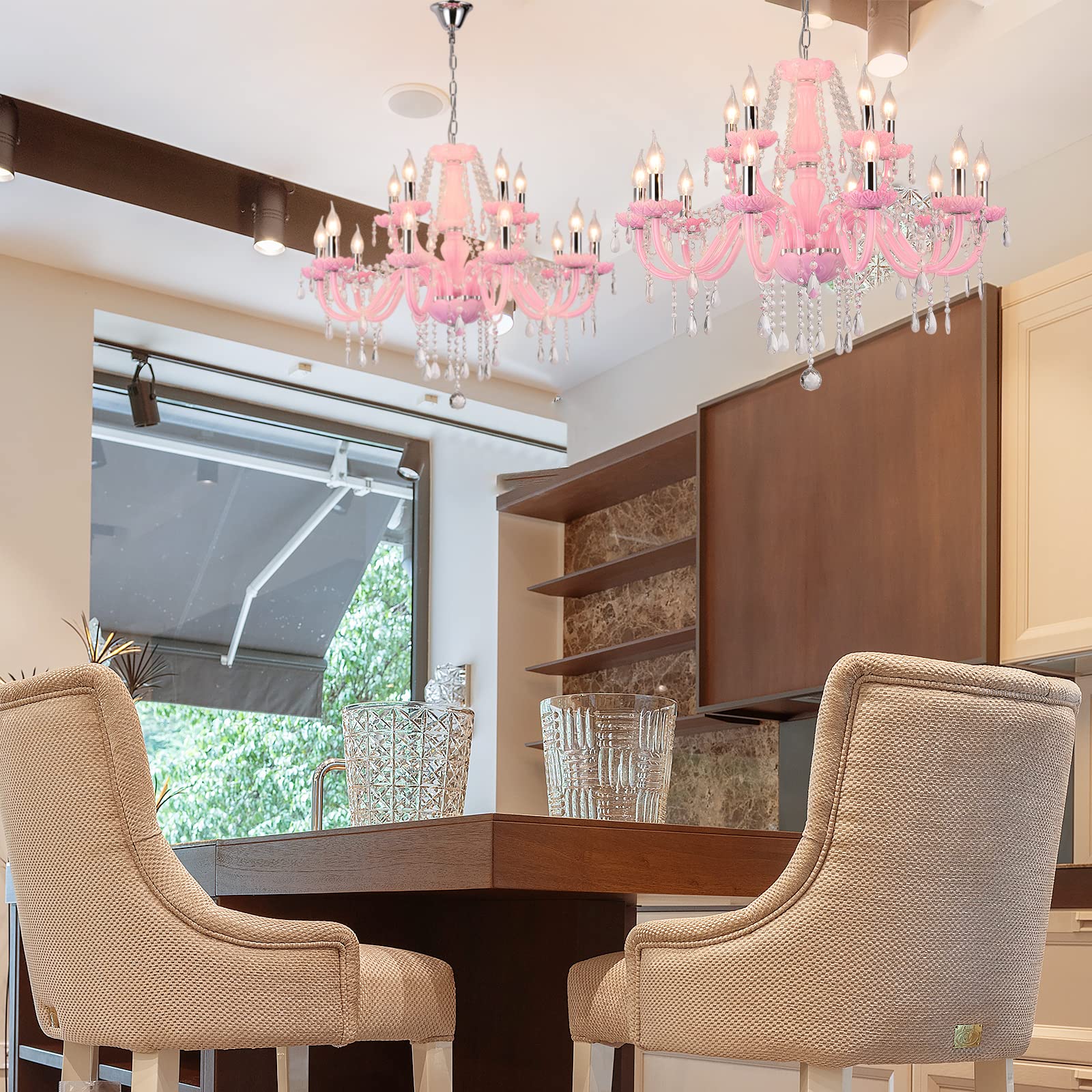 White Crystal Chandelier, 15-Light Crystal for Chandelier Elegant Raindrop Light Fixture Style Luxurious Candle Chandelier for Dining Room.