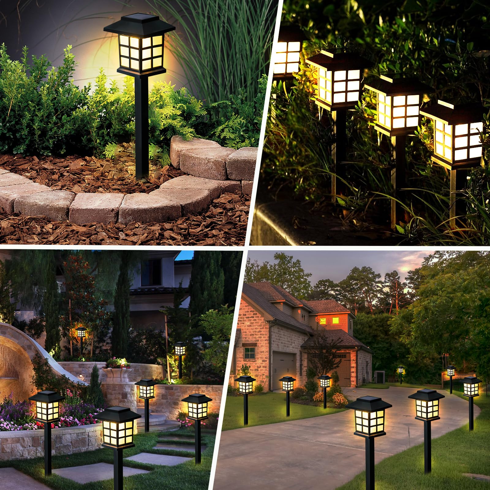 12-Pack Solar Garden Lights (Upgraded Long Lasting), Solar Lights Outdoor Waterproof, Auto On/Off, Pathway Solar Lights for Outside Yard Patio Walkway Driveway Landscape Lawn Decorations (Warm White)