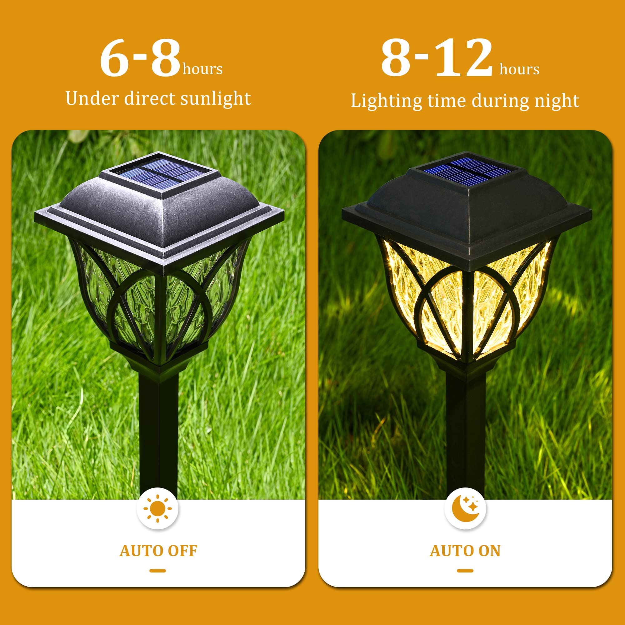 Solar Lights Outdoor Waterproof, 6 Pack LED Solar Garden Lights, Solar Lights for Outside, Garden Decor for Yard, Patio, Landscape, Planter, Walkway (Warm White)