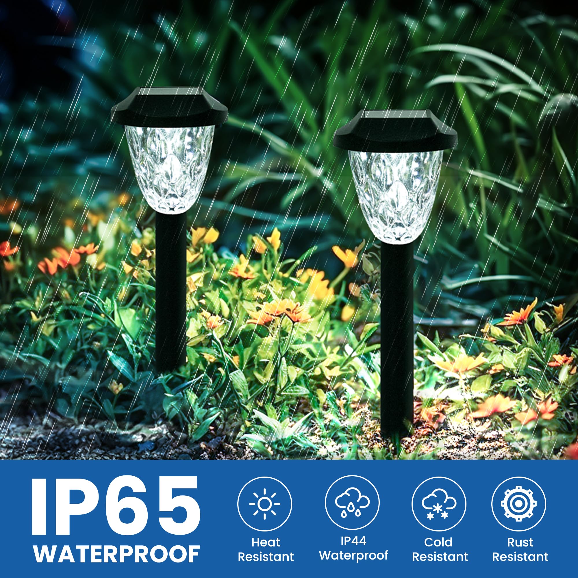 16 Pack Solar Outdoor Lights, Bright Solar Pathway Lights with Great Pattern, Waterproof Auto On/Off Solar Lights for Outside Garden Walkway Driveway Lawn Pathway