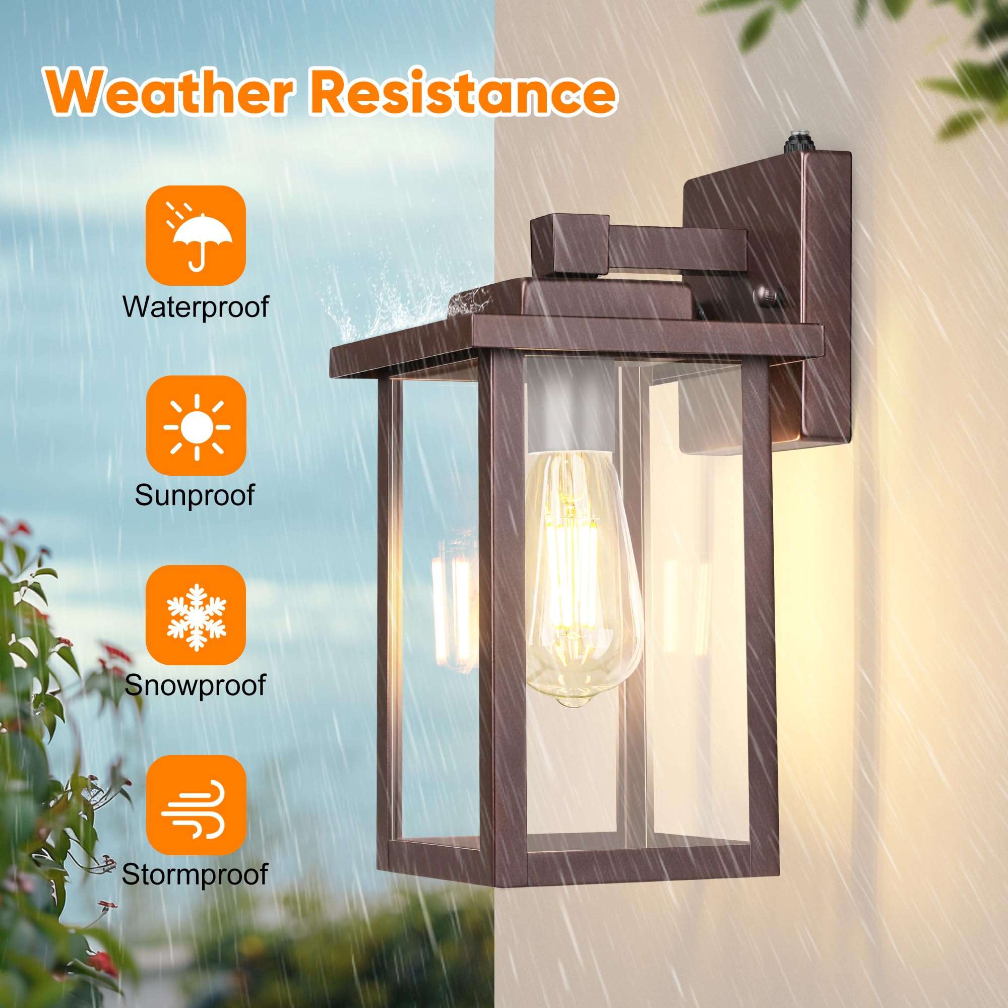 Outdoor Porch Lights Fixtures Wall Mount, Dusk to Dawn Outdoor Lighting Fixtures for House, Sensor Exterior Wall Lights, Waterproof Sconce Outside Lamp, Anti Rust Wall Lantern for Garage