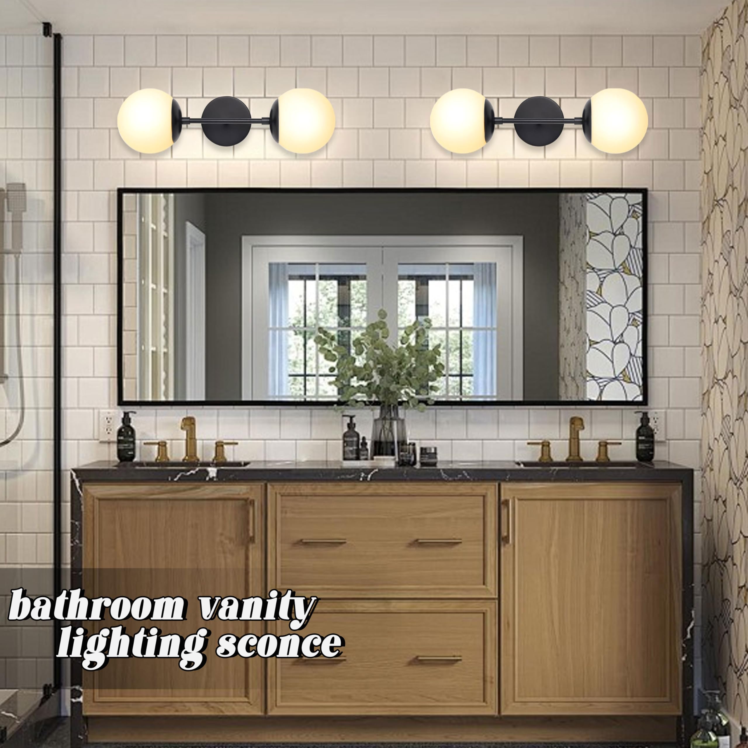 Mid Century Modern Bathroom Vanity Light Matte Black Bathroom Vanity Light Fixtures Globe Sconce 2 Light Bathroom Vanity Light Gold Vanity Light Mid Century Wall Sconce