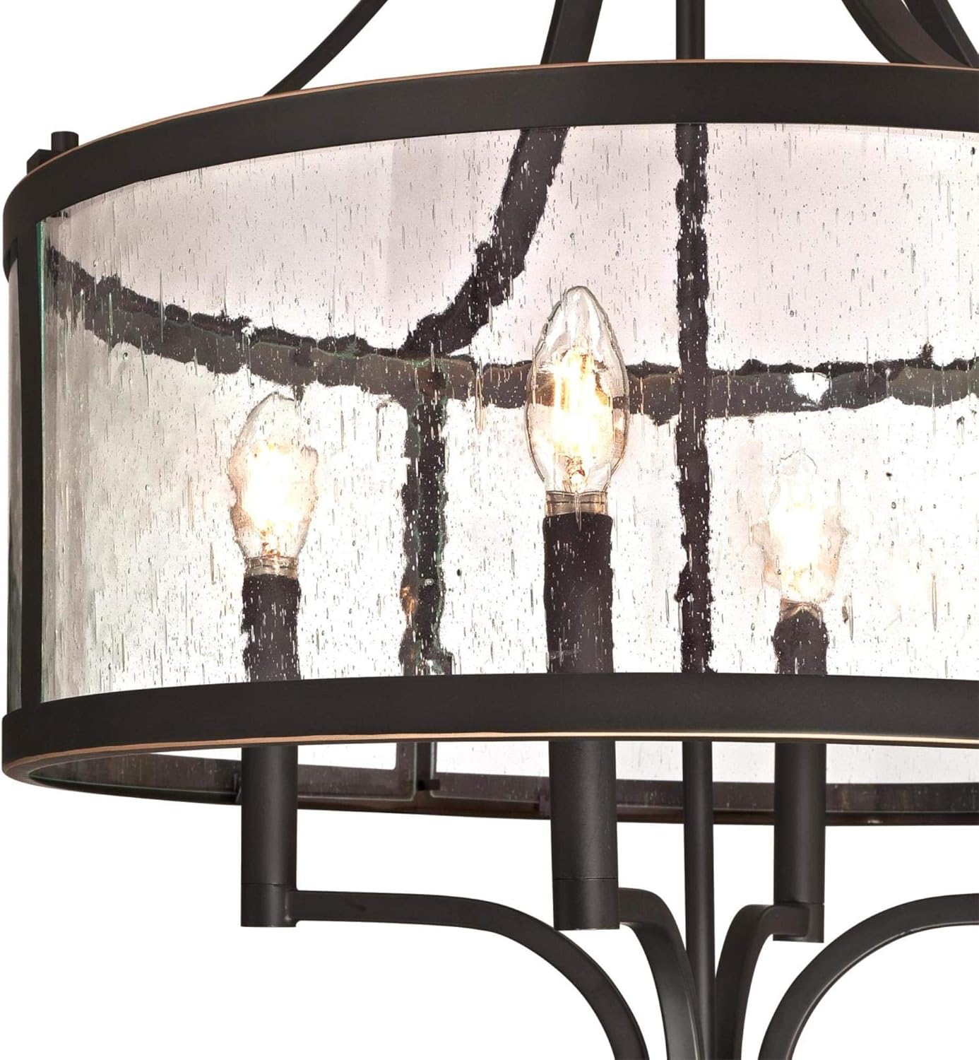 Four-Light Indoor, Oil Rubbed Bronze Finish with Highlights and Clear Seeded Glass Chandelier, One Size , Oil-rubbed Bronze