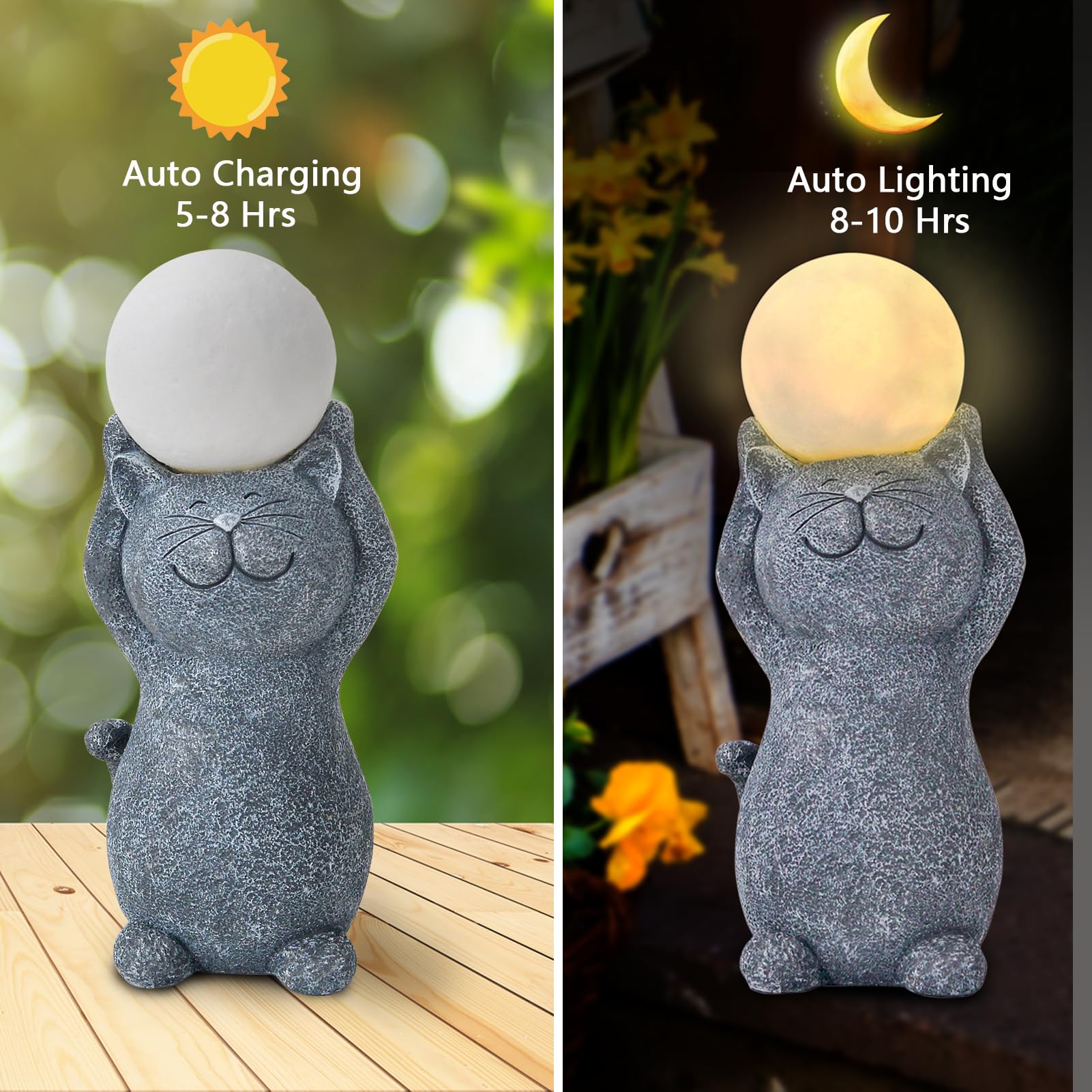 Solar Outdoor Garden Statues Lights, Elephant Figurines with Cute Birds Garden Sculpture Decor, Lucky Elephant Mother Gifts for Women, Men or Daughter, Unique Housewarming Gifts and Yard Decoration