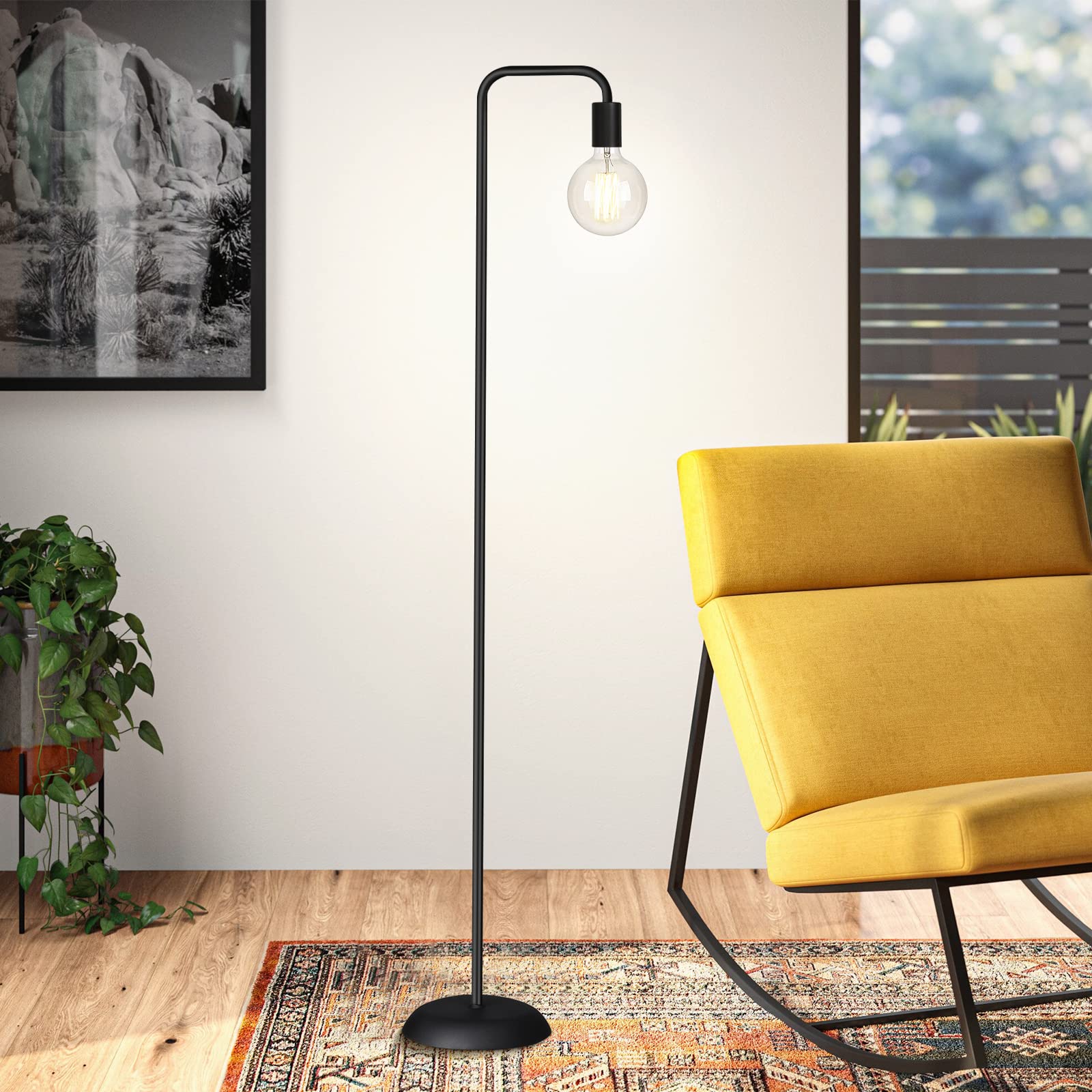 Modern Floor Lamp for Living Room, Gold Standing Lamp for Bedroom with Globe Glass Shade, 68" Mid-Century Tall Pole Tree Lamps Light Home Decor, Antique Brass(LED Bulbs Included)