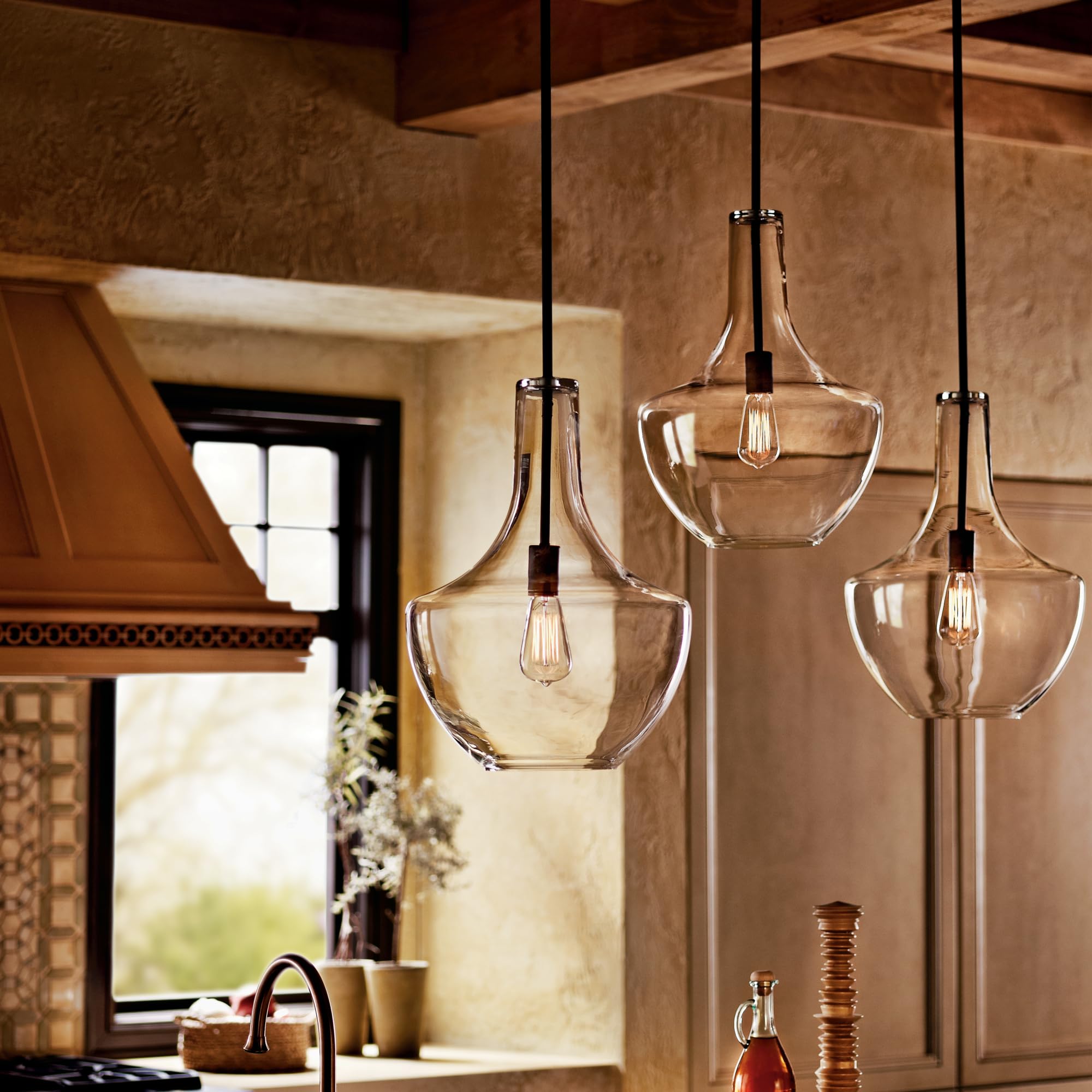 19.75" Kitchen Bell Pendant in Olde Bronze®, 1-Light Clear Glass Pendant Light, (19.75" H x 13.75" W), 42046OZ