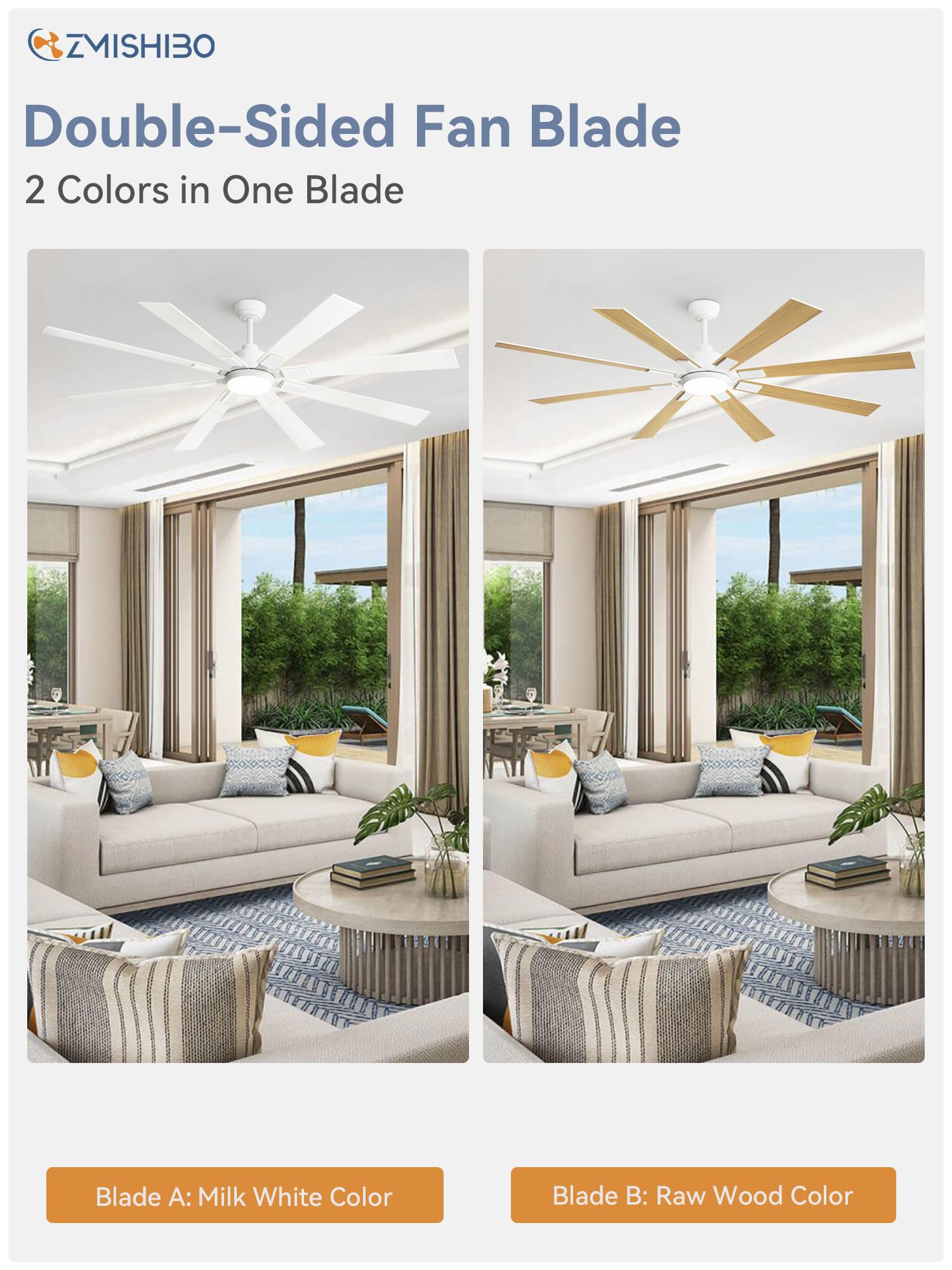 72 inch Oil Rubbed Bronze Ceiling Fans with Lights and Remote, Indoor/Outdoor Farmhouse Ceiling Fan for Living Room Patio, 6 Speed Reversible Quiet DC Motor, 3CCT, Dual Finish Blades