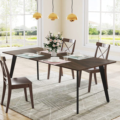 Birch Wood Dining Table| Farmhouse Rectangular Kitchen Table for 6 People