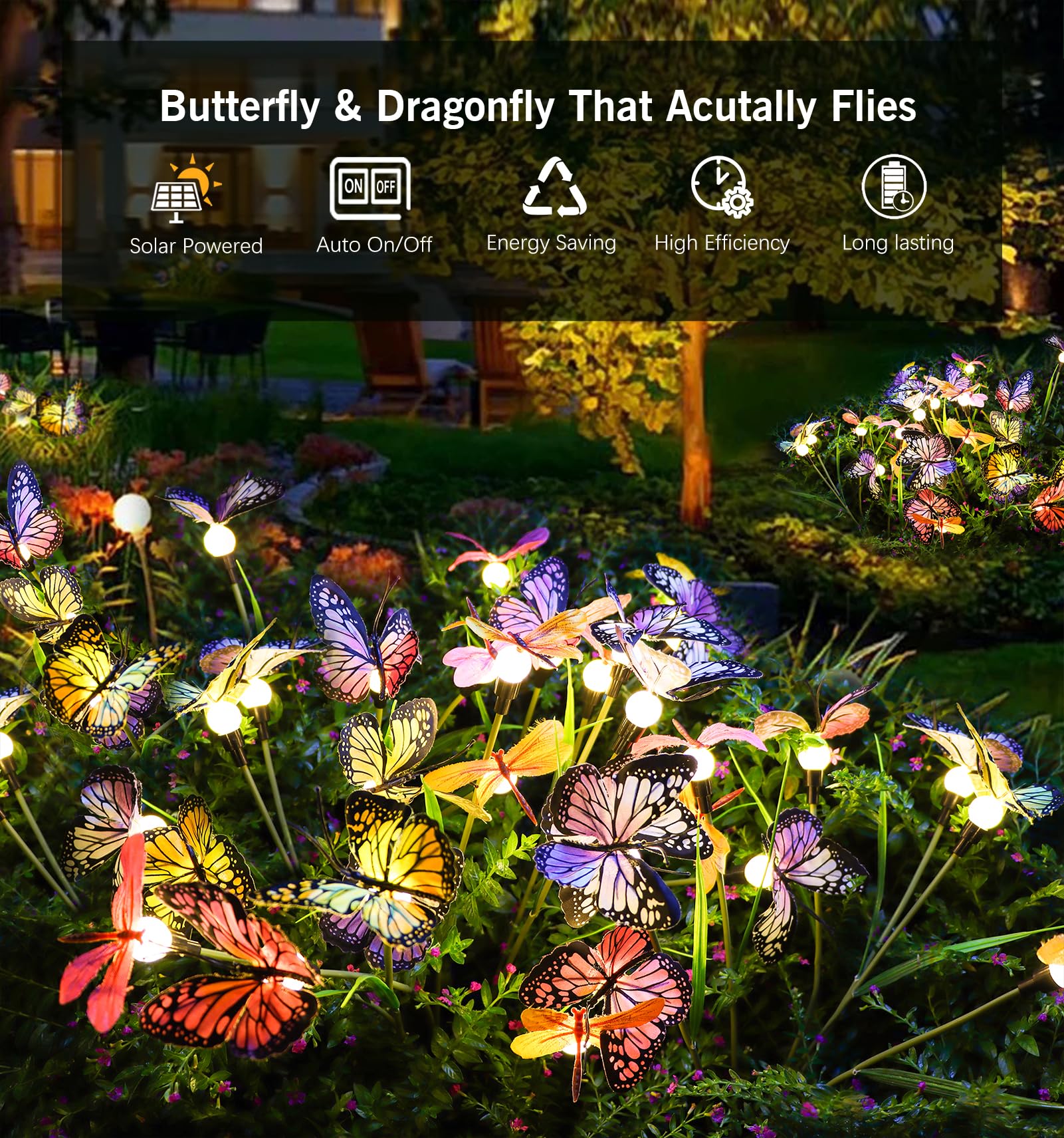 Solar Powered Butterfly Garden Stake Lights (2 Pcs Butterfly Lights)