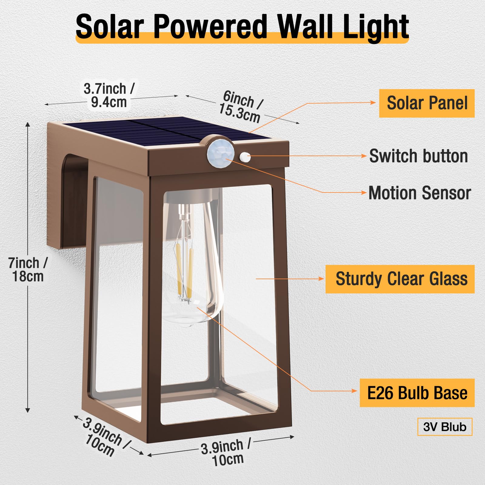 [2 Pack] Solar Porch Lights Outdoor Motion Sensor, Solar Wall Lights with 2 Modes & Waterproof, Dusk to Dawn LED Outdoor Solar Lights for House, Exterior Front Porch Patio Fence Security Lamp