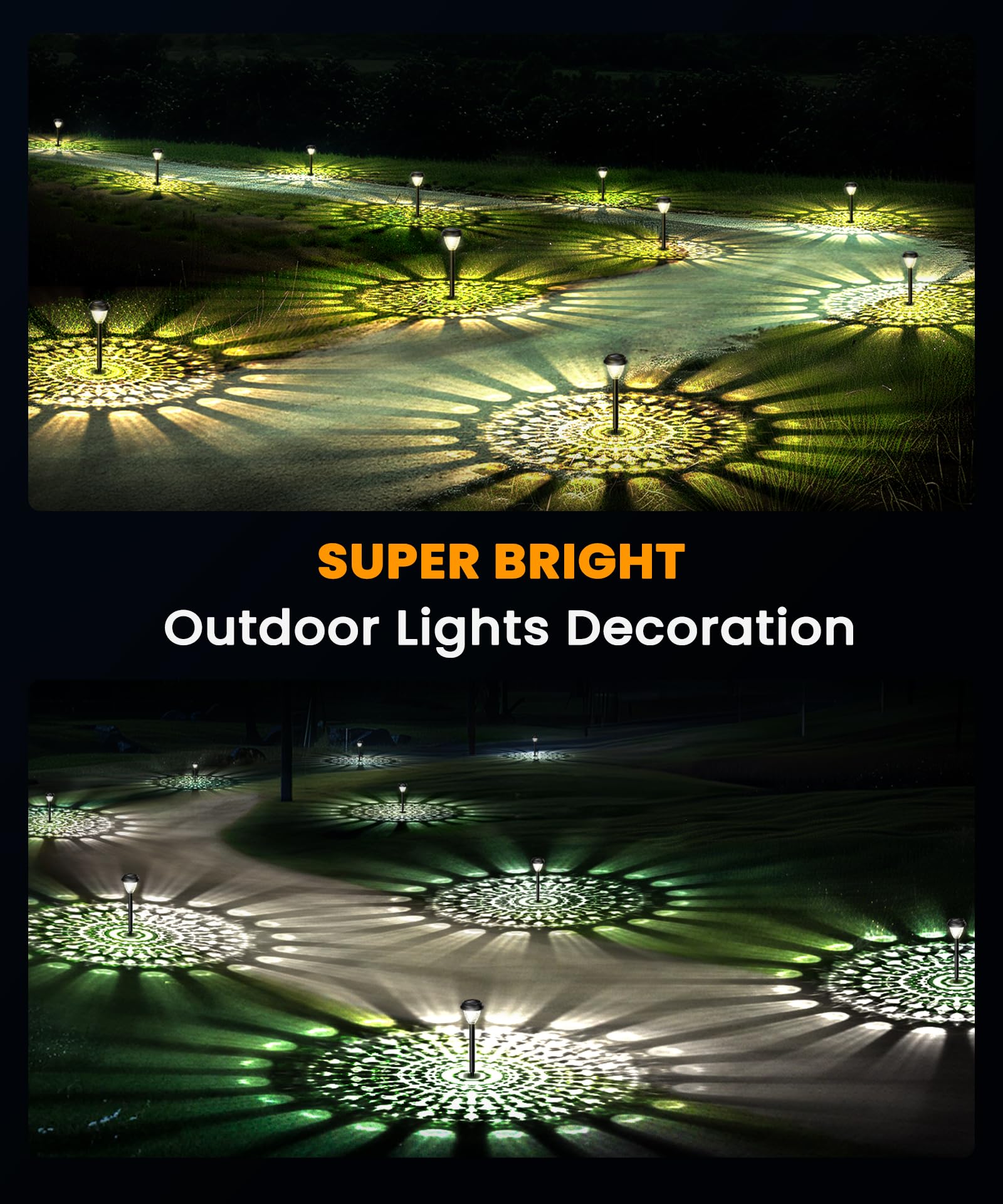 Super Bright Solar Lights for Outside, Up to 12H Solar Lights Outdoor Waterproof, 8 Pack Outdoor Lights Decorative, Garden Lights Dusk to Dawn Auto On/Off,Solar Pathway Lights for Yard,Landscape