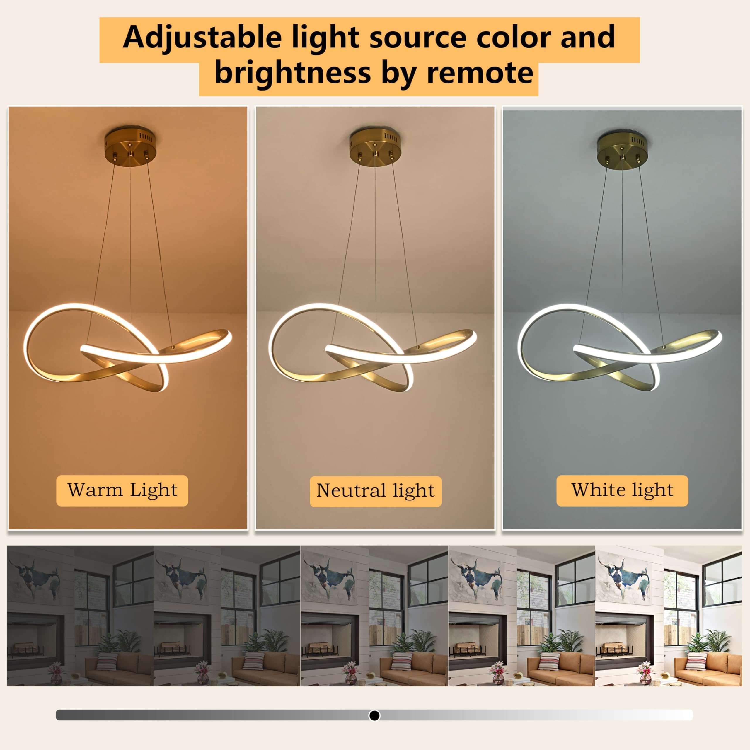 Modern LED Chandelier Contemporary Pendant Lighting Ring Light Fixture Gold with 4000K and 59in Height Adjustable Hanging Lamp for Kitchen Island Hallway Foyer Closet Corridor