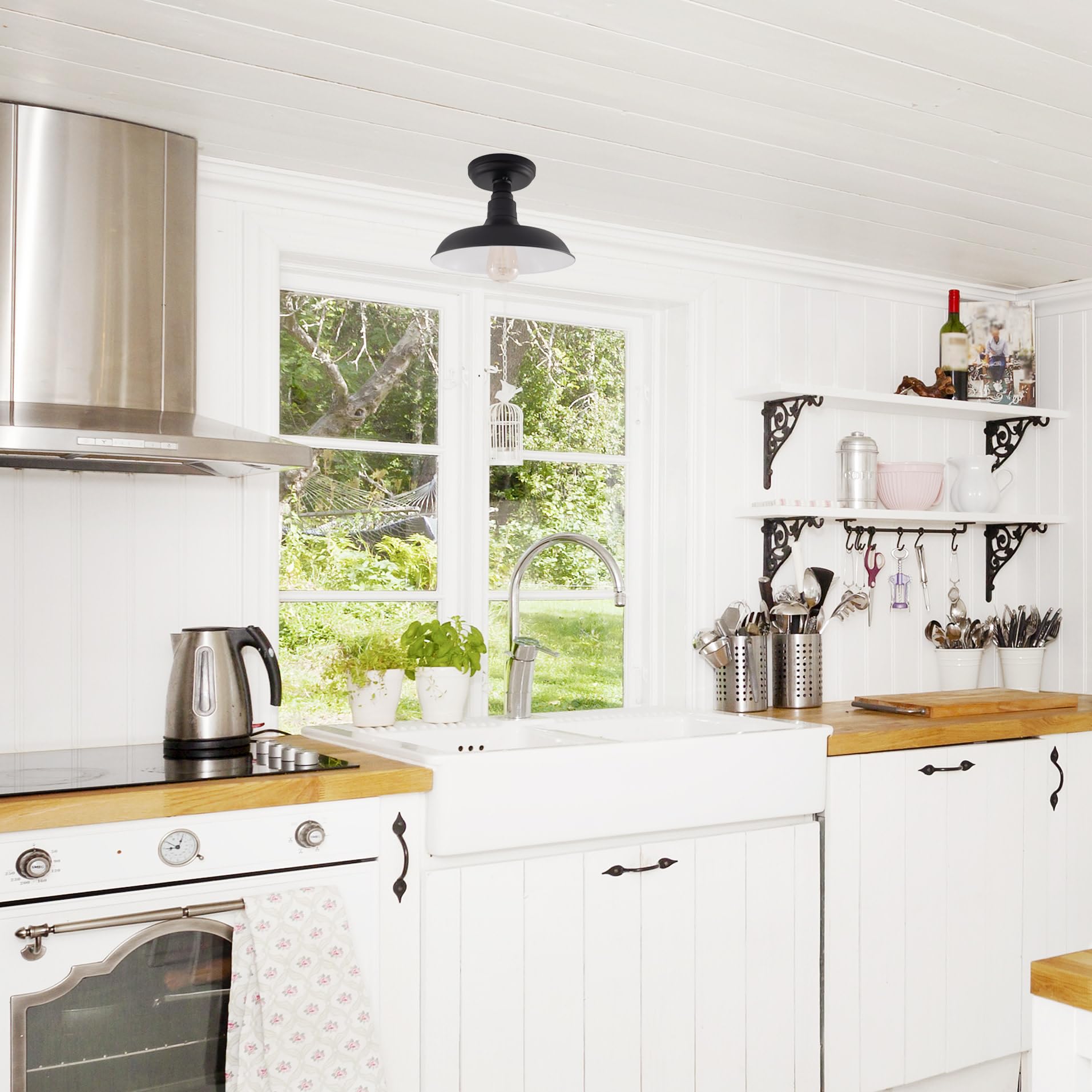 Industrial Farmhouse 3-Light Indoor Bathroom Vanity Light with Metal Shades for Over the Mirror, Galvanized Paint