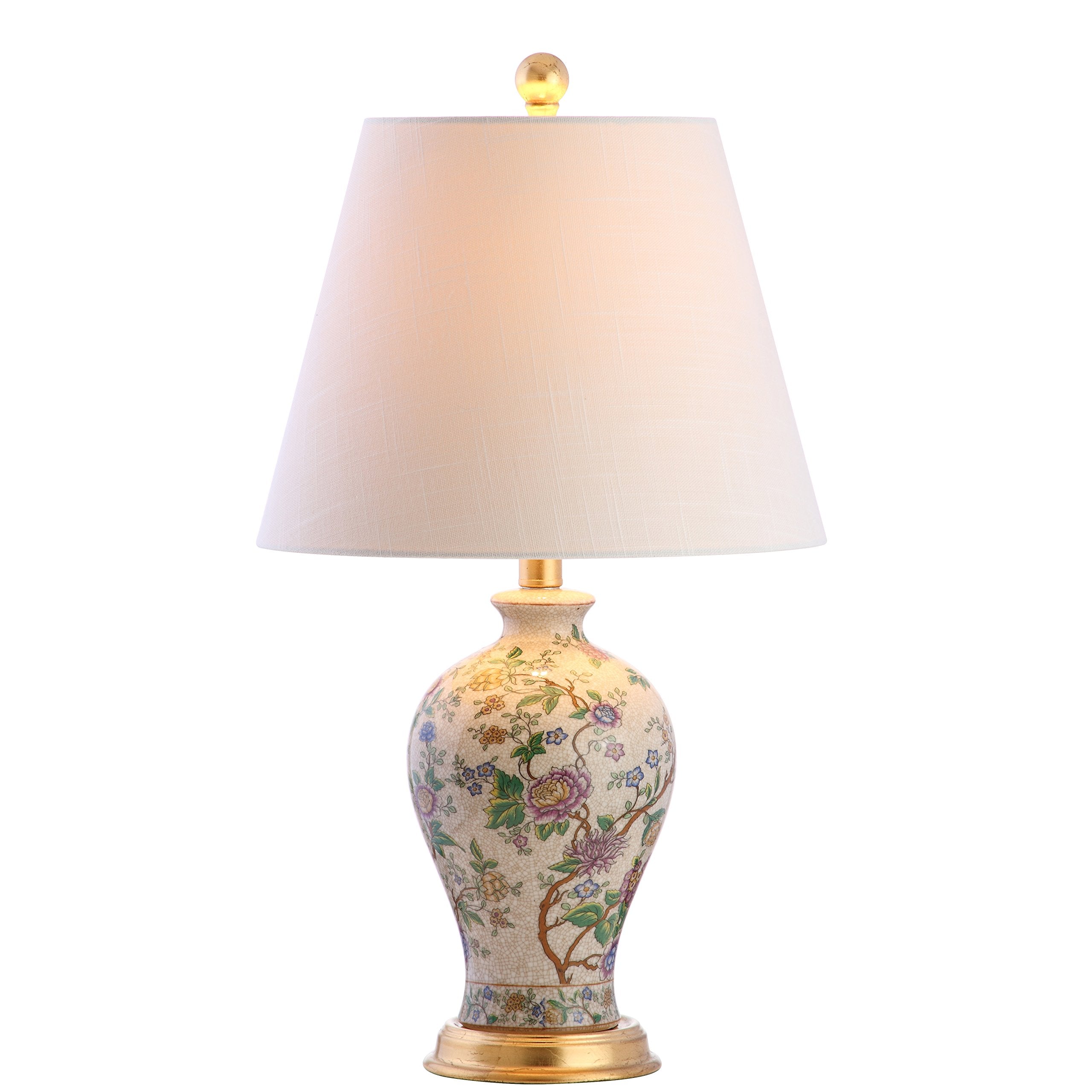 24" Floral LED Table Lamp Classic Cottage Bedside Desk Nightstand Lamp for Bedroom Living Room Office College Bookcase LED Bulb Included, Multicolor