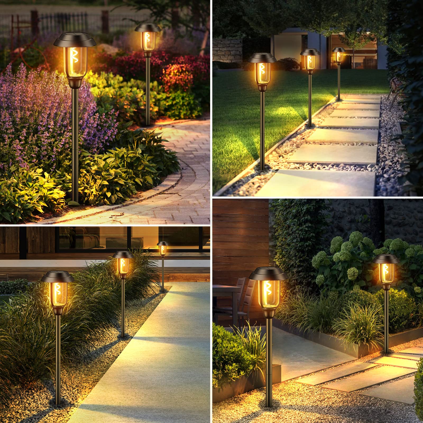 Solar Pathway Lights Outdoor, 8 Pack 2X Bigger Solar Lights Outdoor, Bright Long Lasting Solar Landscape Path Lights Waterproof Outdoor Solar Garden Lights for Yard Lawn Walkway Driveway