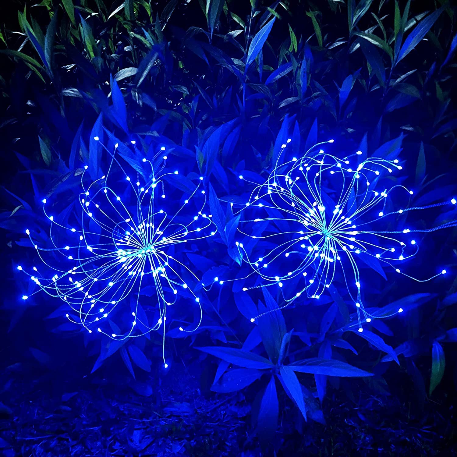 Outdoor Solar Lights Firework, 2 Pack 120 LEDs Waterproof Solar Lights for Outside Garden Yard Pathway Fence - Warm White