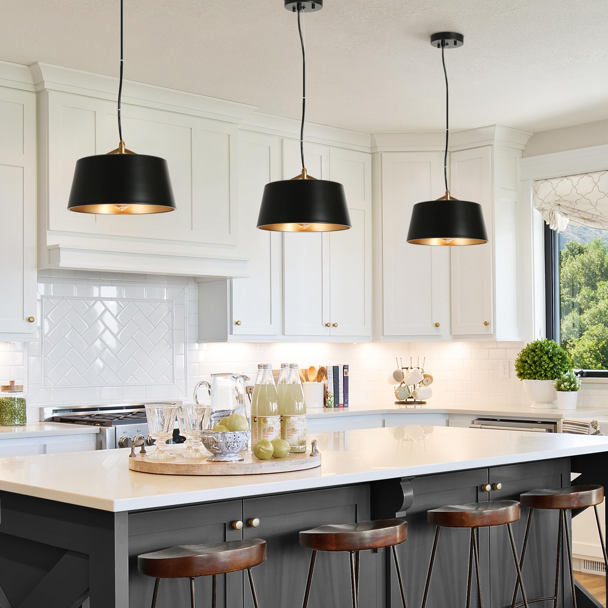 Gold Pendant Light, Modern Pendant Lights Kitchen Island with Frosted Glass Pendant Hanging Lights for Dining Room, Kitchen, Bedroom