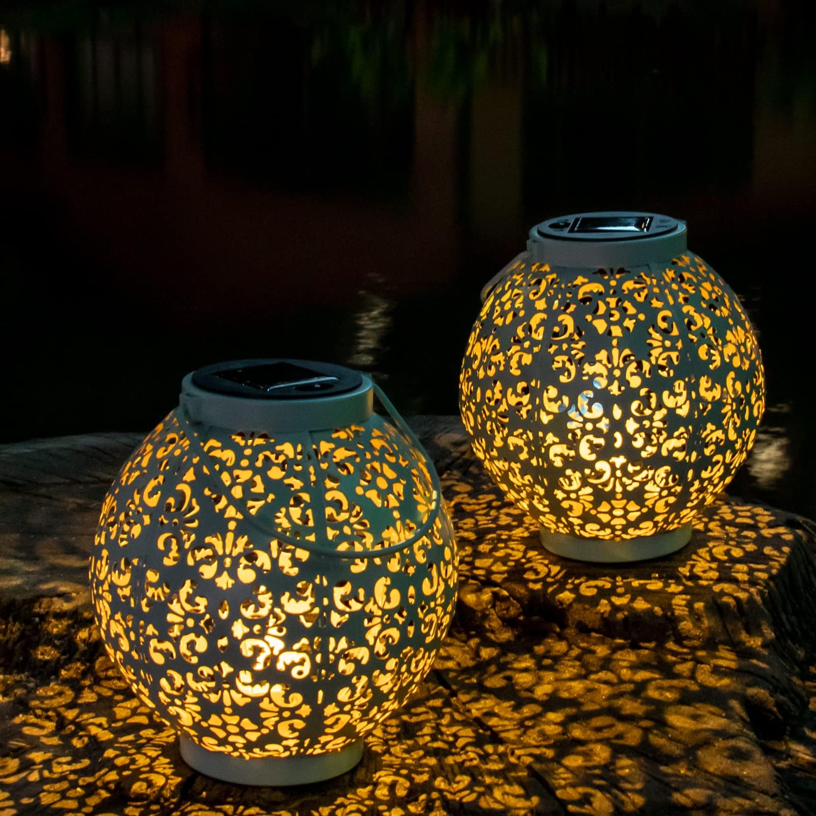 Birthday Gifts for Women Mom Grandma Solar Lanterns Outdoor Waterproof, 2 Pack Solar Garden Lights Garden Decor Hanging Solar Lights Metal Solar Decoration Outside for Yard, Patio, Backyard, Porch