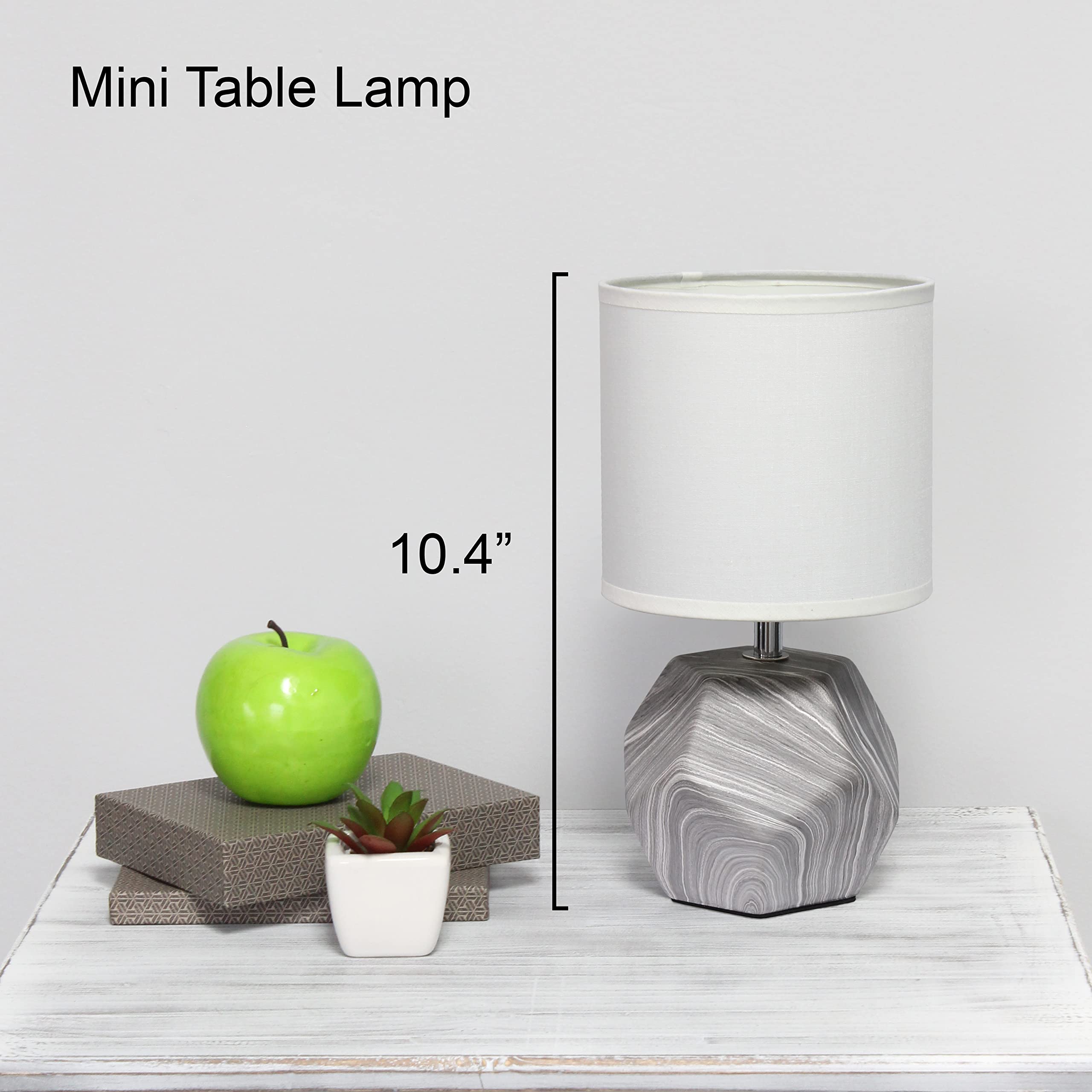 Round Prism Mini Table Lamp with Matching Fabric Shade, Gray