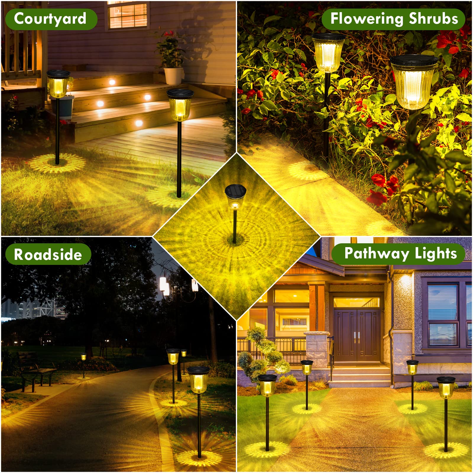 Outside Lights for Yard 6 Pack, Super Bright Solar Pathway Lights Outdoor Waterproof,Up to 14 Hrs Auto On/Off Solar Garden Lights, Solar Powered Landscape Lighting for Path Yard Garden Walkway