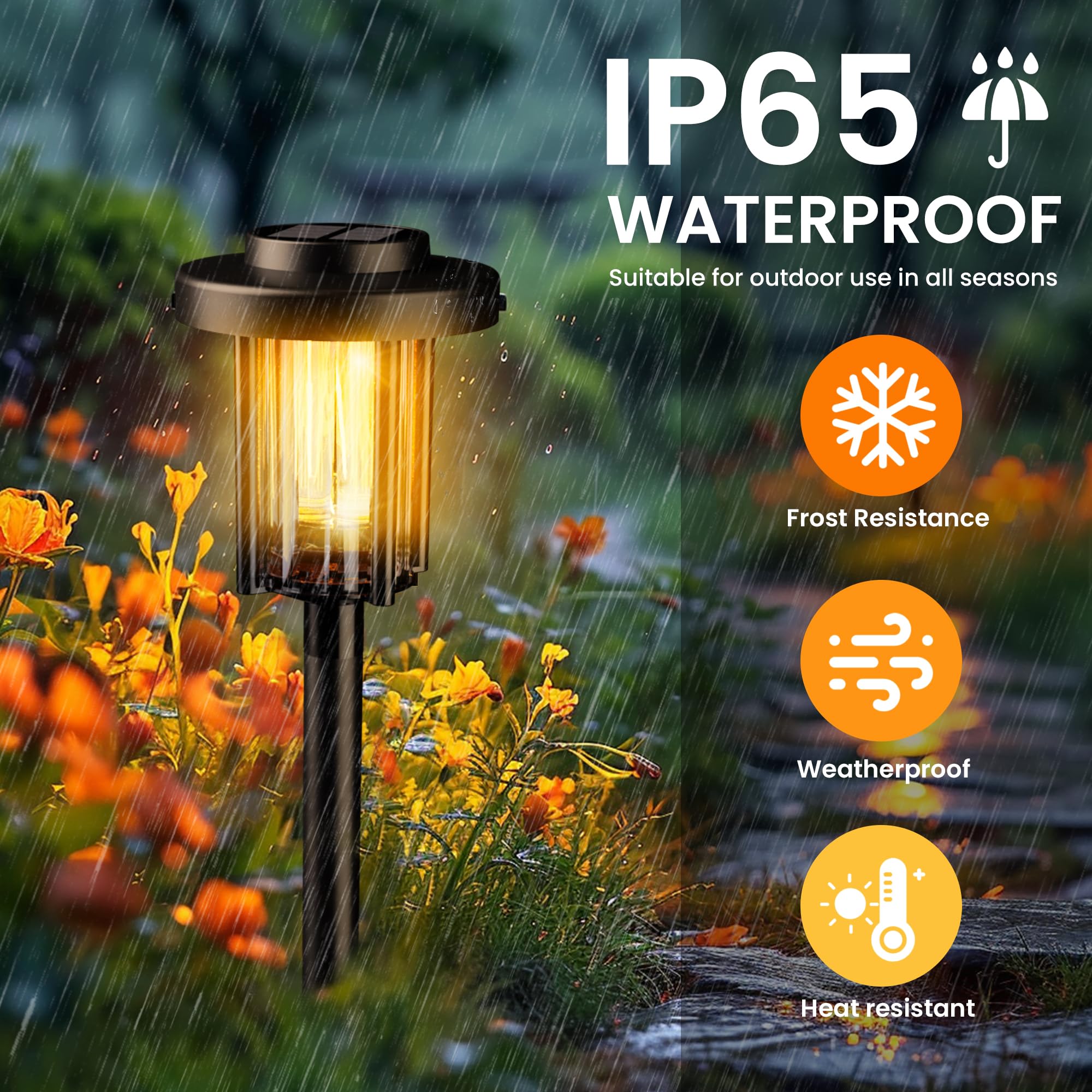 Solar Pathway Lights, 8 Pack Garden Solar Outdoor Lights, IP65 Waterproof Landscape Lighting for Yard and Walkway, Solar Powered Garden Decor for Outside Patio Porch, Warm White