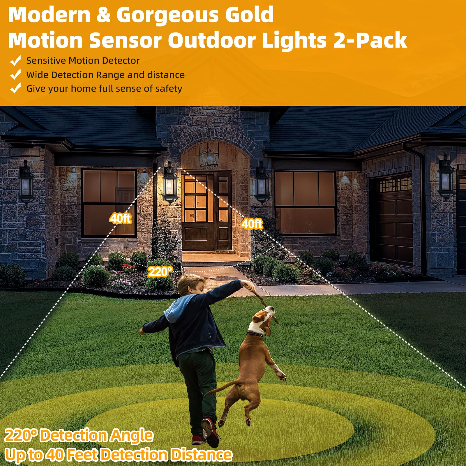 18” Bronze Outdoor Wall Lights Exterior Light Fixtures 2-Pack, Porch Lights Outside Sconces Anti-Rust Aluminum Patio Lights for House Clear Glass Wall Mount Lanterns, IP65 Waterproof