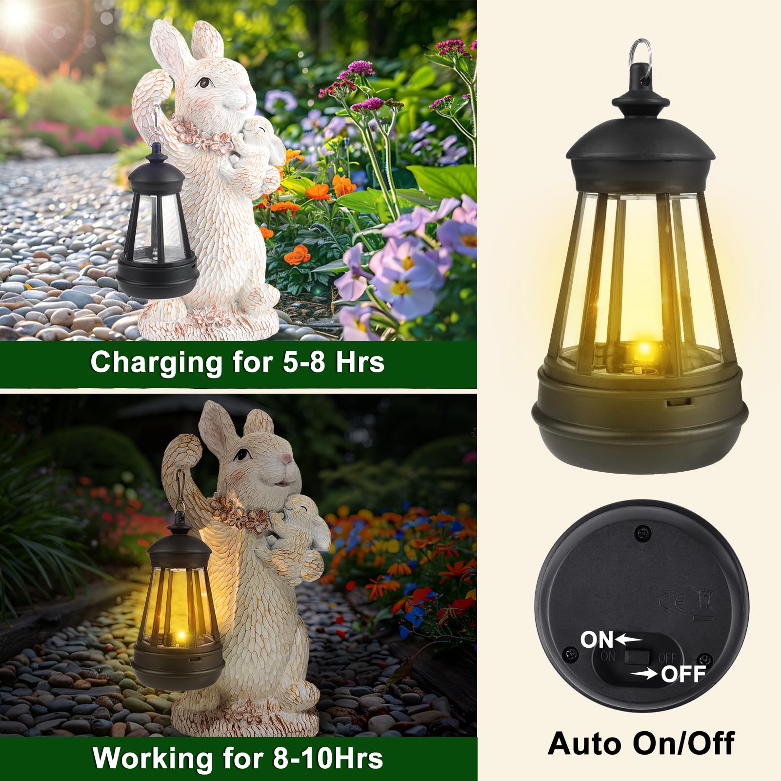 Solar Outdoor Garden Statues Lights, Elephant Figurines with Cute Birds Garden Sculpture Decor, Lucky Elephant Mother Gifts for Women, Men or Daughter, Unique Housewarming Gifts and Yard Decoration