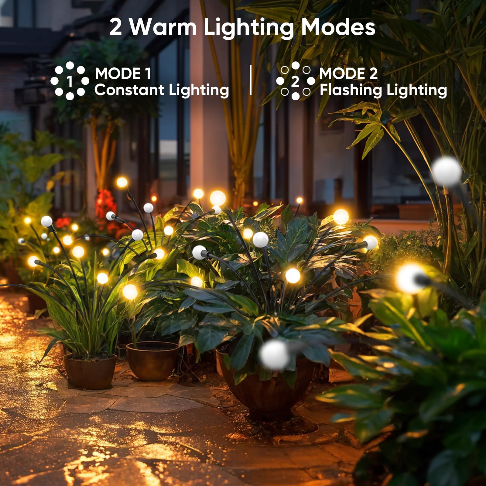 Solar Lights Outdoor Garden Decor: 4 Pack 32 LED Firefly Solar Outdoor Lights, Waterproof Solar Lights for Outside, Yard Patio Porch Pathway Landscape Decorations, Solar Swaying Light Sway by Wind