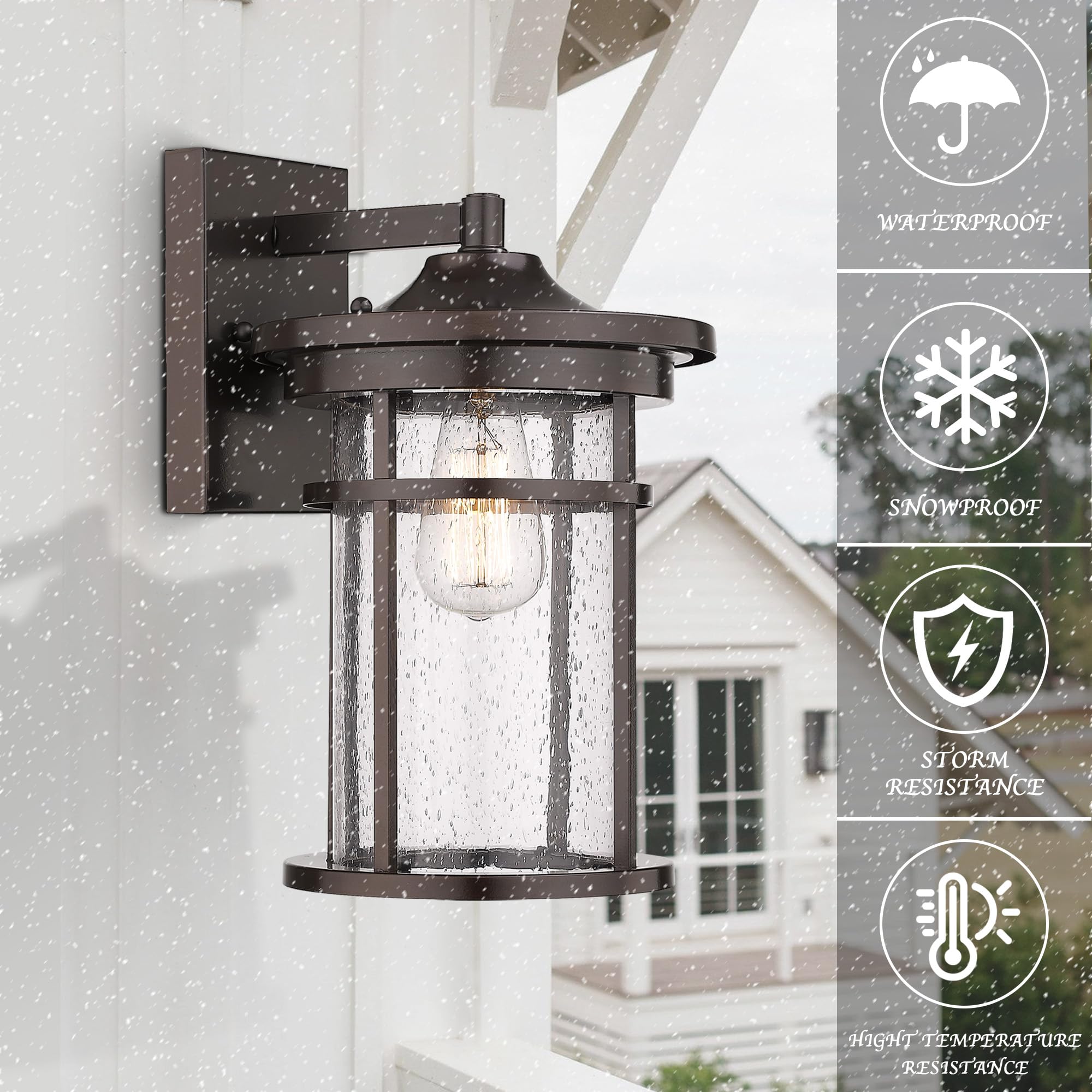 Outdoor Wall Sconces, Exterior Wall Lantern, Outdoor Wall Lighting Fixture, Outdoor Wall Mounted Lights, Outdoor Wall Lights for Patio, Porch, Garden,Balcony (Black, 12" H)