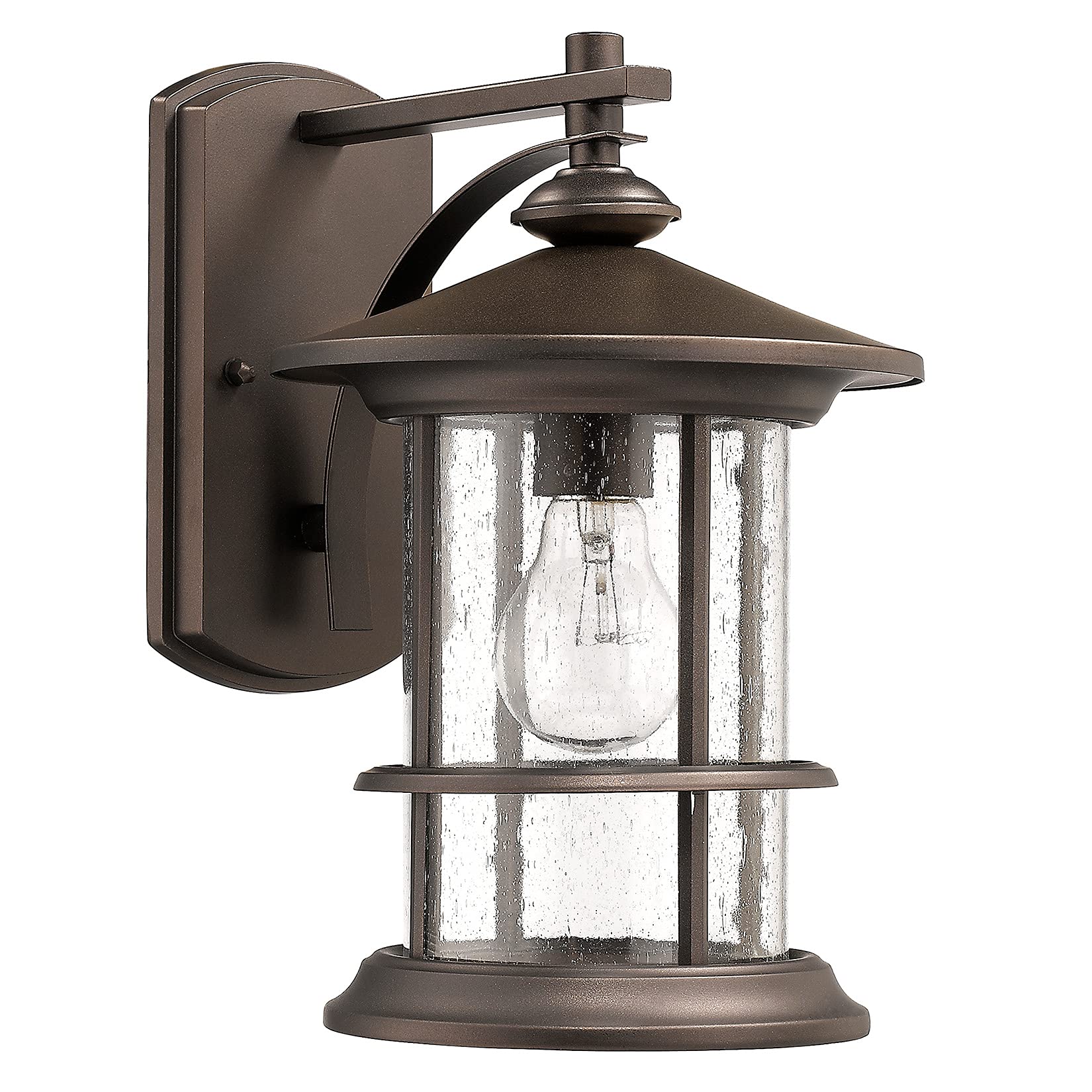 Oil Rubbed Bronze Outdoor Light Sconces Wall Mount, Clear Seedy Glass Large Exterior Porch Wall Lantern, 12.5" Outside Lights for House, Front Porch, Patio, Backyard